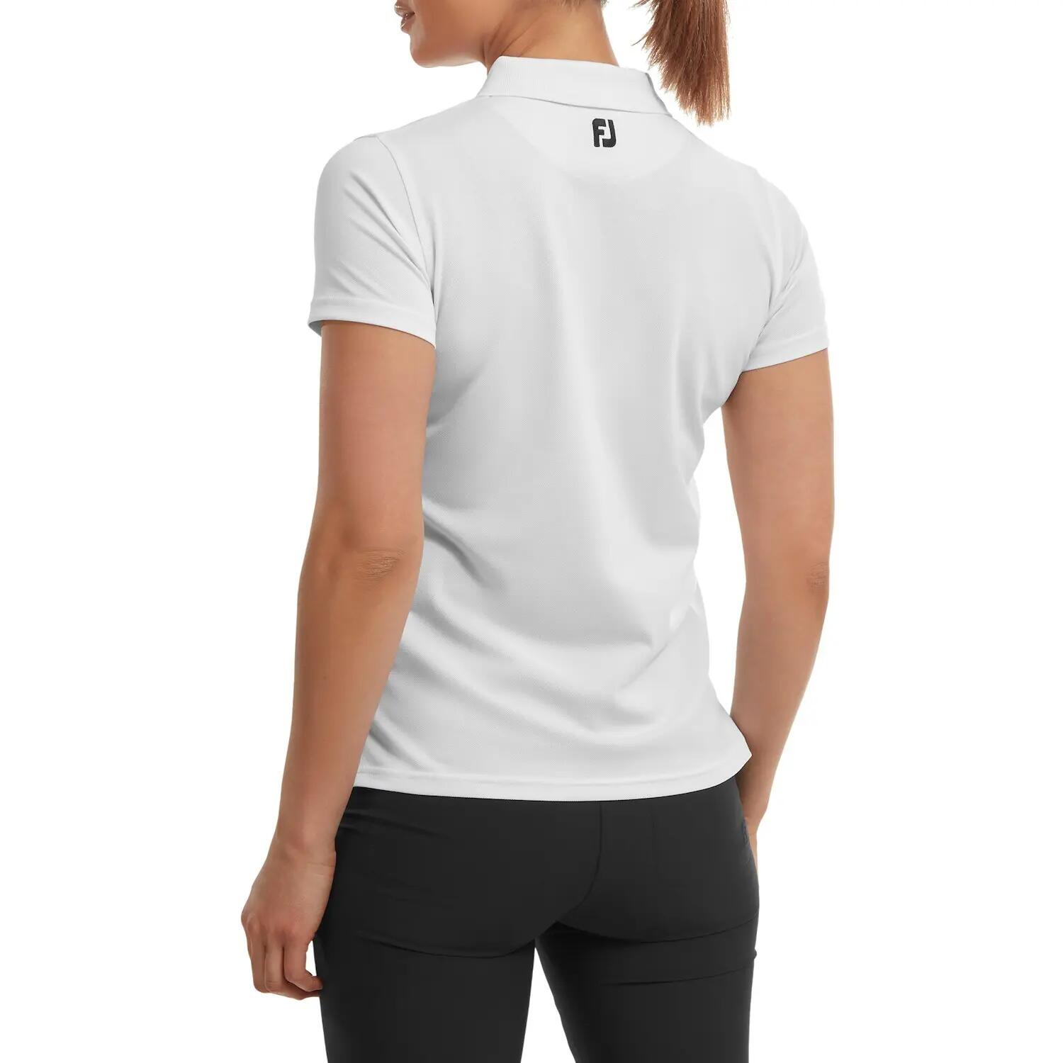 FOOTJOY PIQUET STRETCH SOLID WHITE - POLO DA DONNA 2/3
