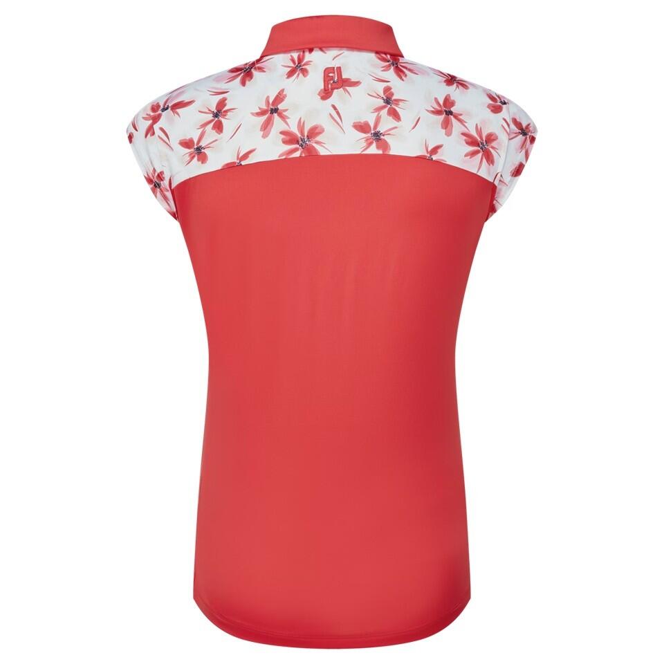 Polo de golf Footjoy Lisle pour femme, à imprimé floral, rouge 3/3
