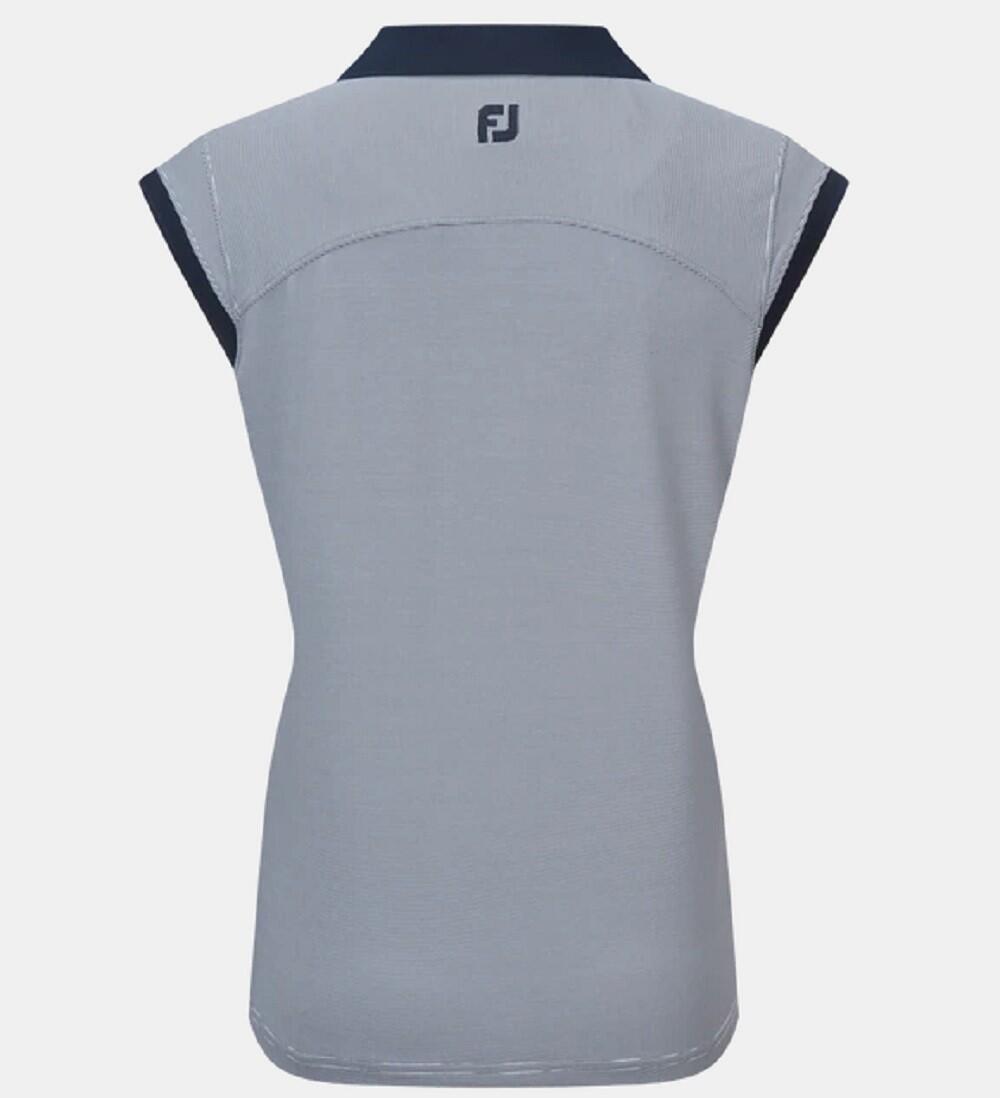 Polo da golf a righe da donna Footjoy End On End in filo di Scozia, blu navy 2/3
