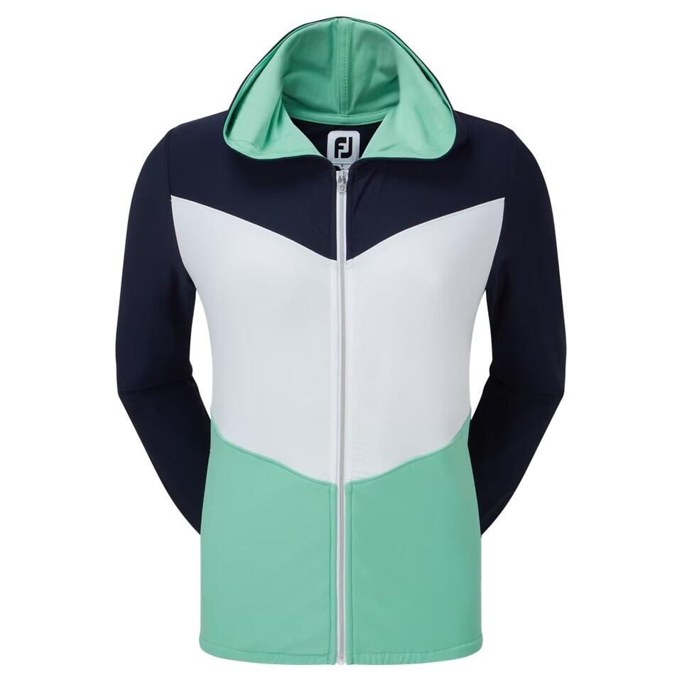 Veste de golf Footjoy pour femme, fermeture éclair intégrale, capuche verte 2/3