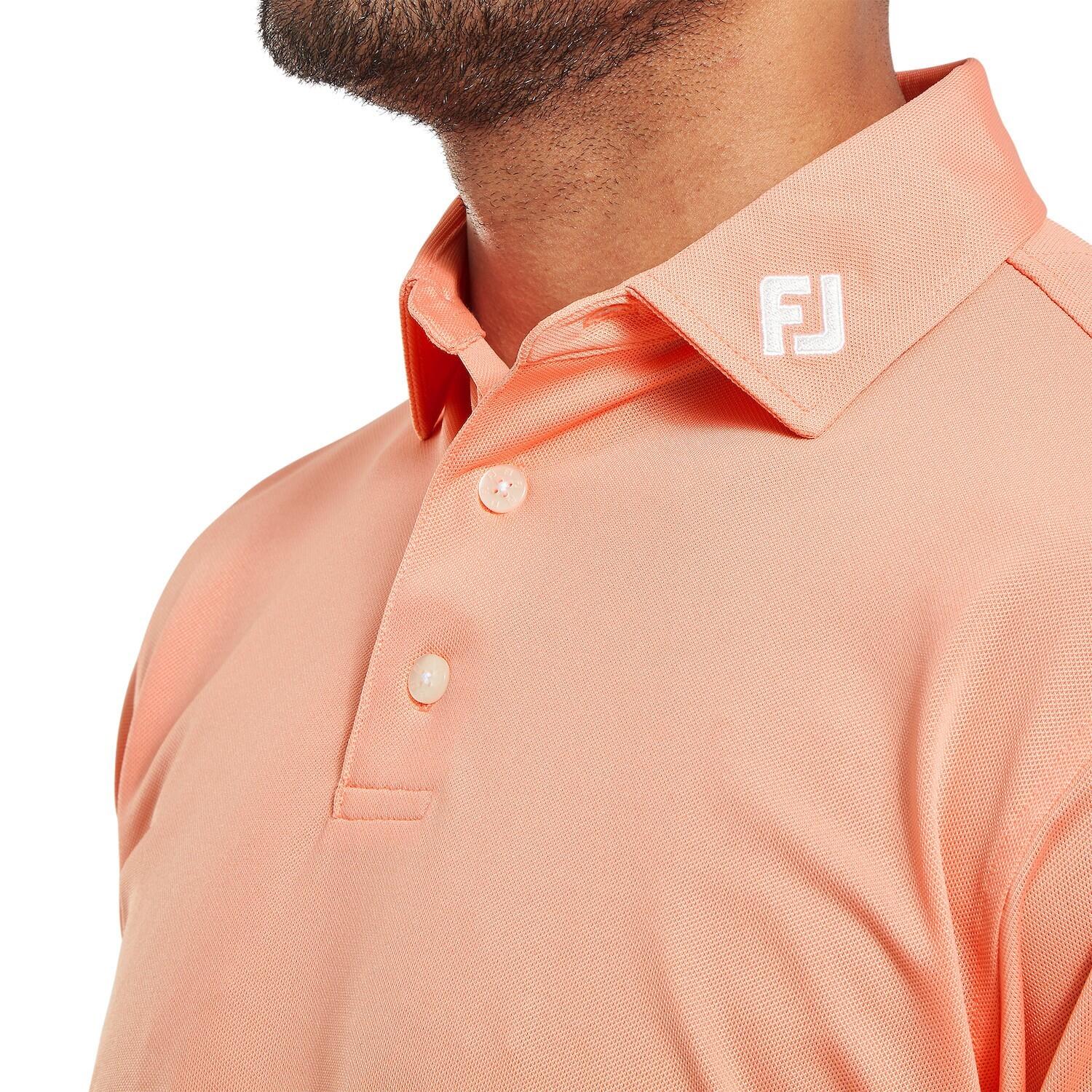 Polo da golf da uomo Footjoy Stretch Pique tinta unita, arancione 3/5