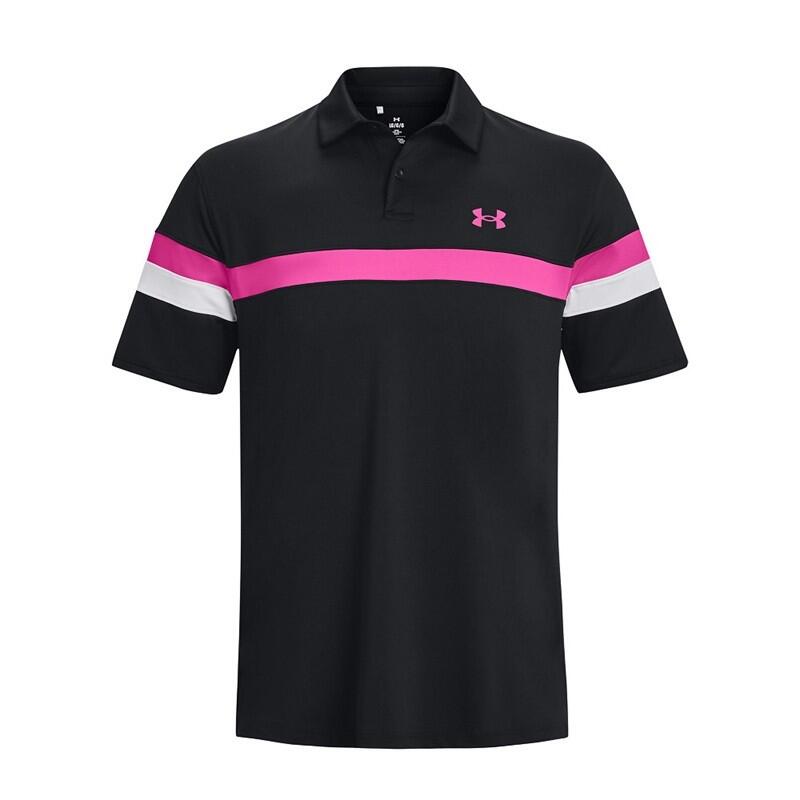 Polo Golf Under Armour T2G Blocked Hombre Negro Y Rosa 3/5