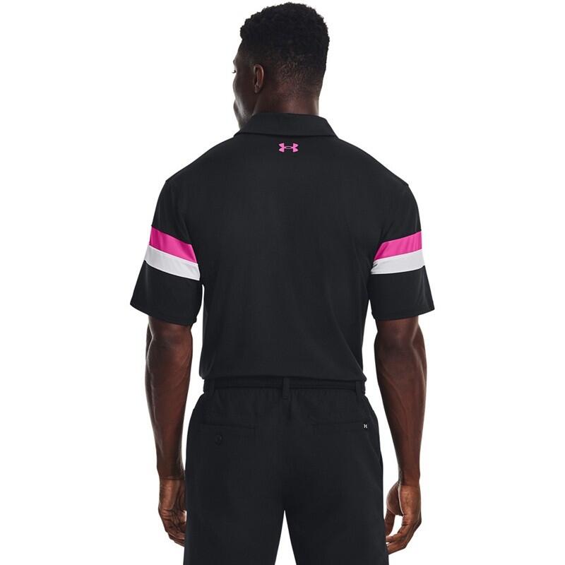 Polo Golf Under Armour T2G Blocked Hombre Negro Y Rosa 2/5