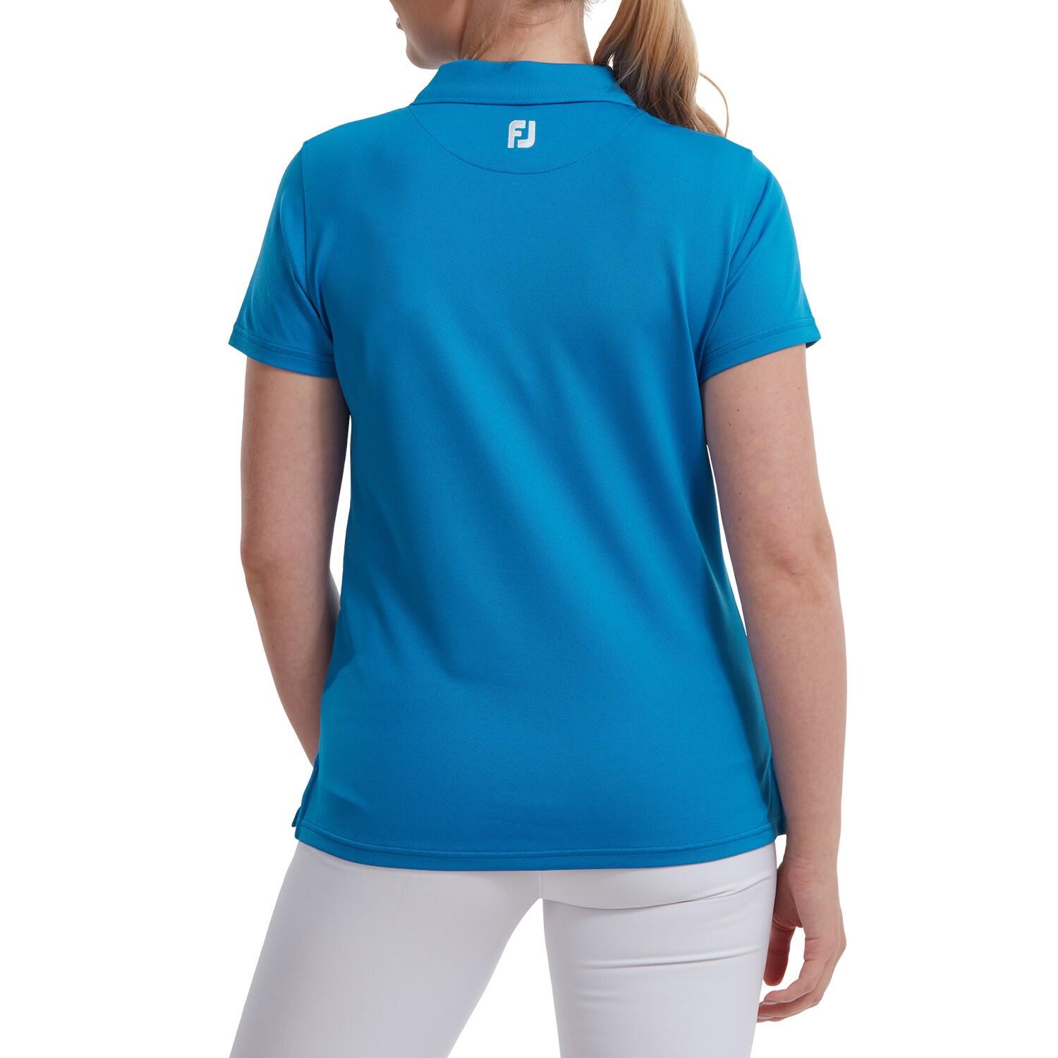 Polo da golf in piqué elasticizzato Footjoy da donna, blu 2/3