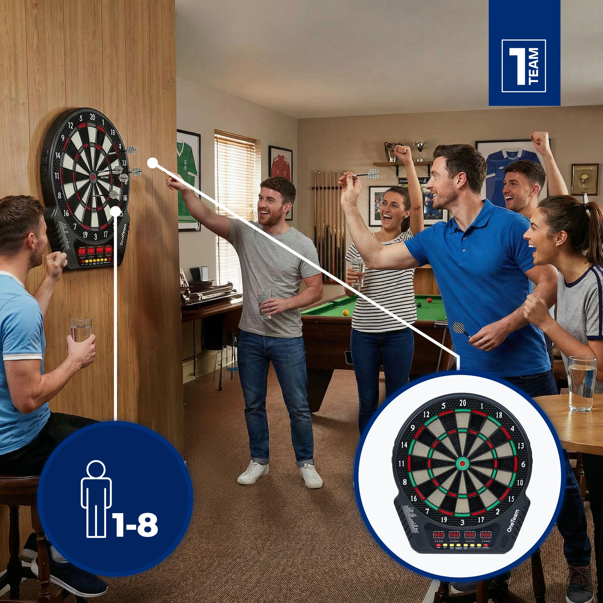 Elektronisch dartbord OneTeam TargetJoy 3/7