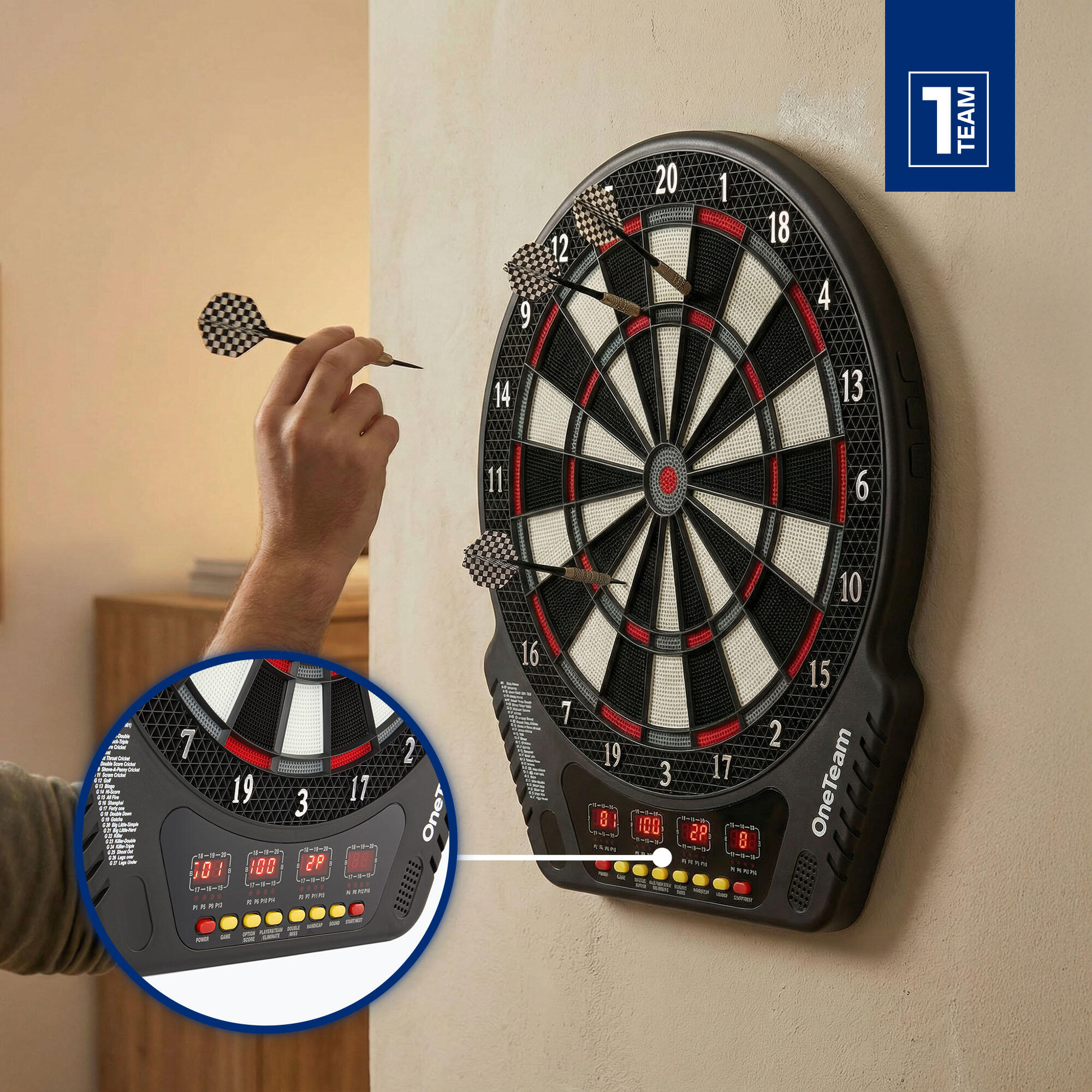 Elektronisch dartbord OneTeam TargetJoy 4/7