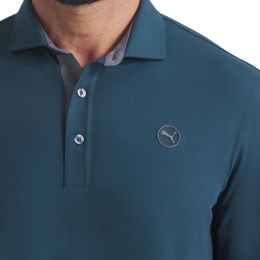 Polo da golf Puma Cloudspun LS Midweight da uomo, verde 3/3