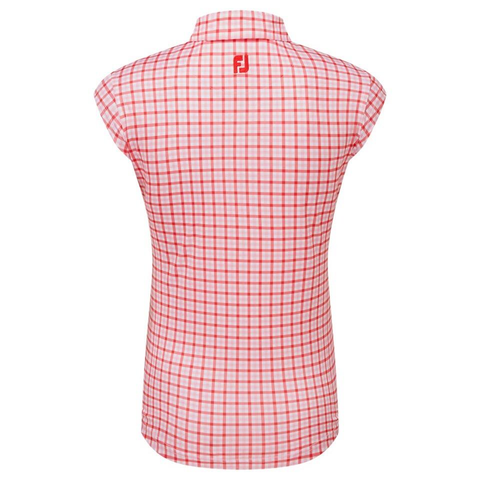 Polo Golf Footjoy Gingham Print interlock Mujer Rojo 3/3