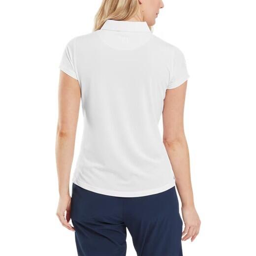 Polo da golf da donna Footjoy Cap Sleeve Lisle, bianca 2/3