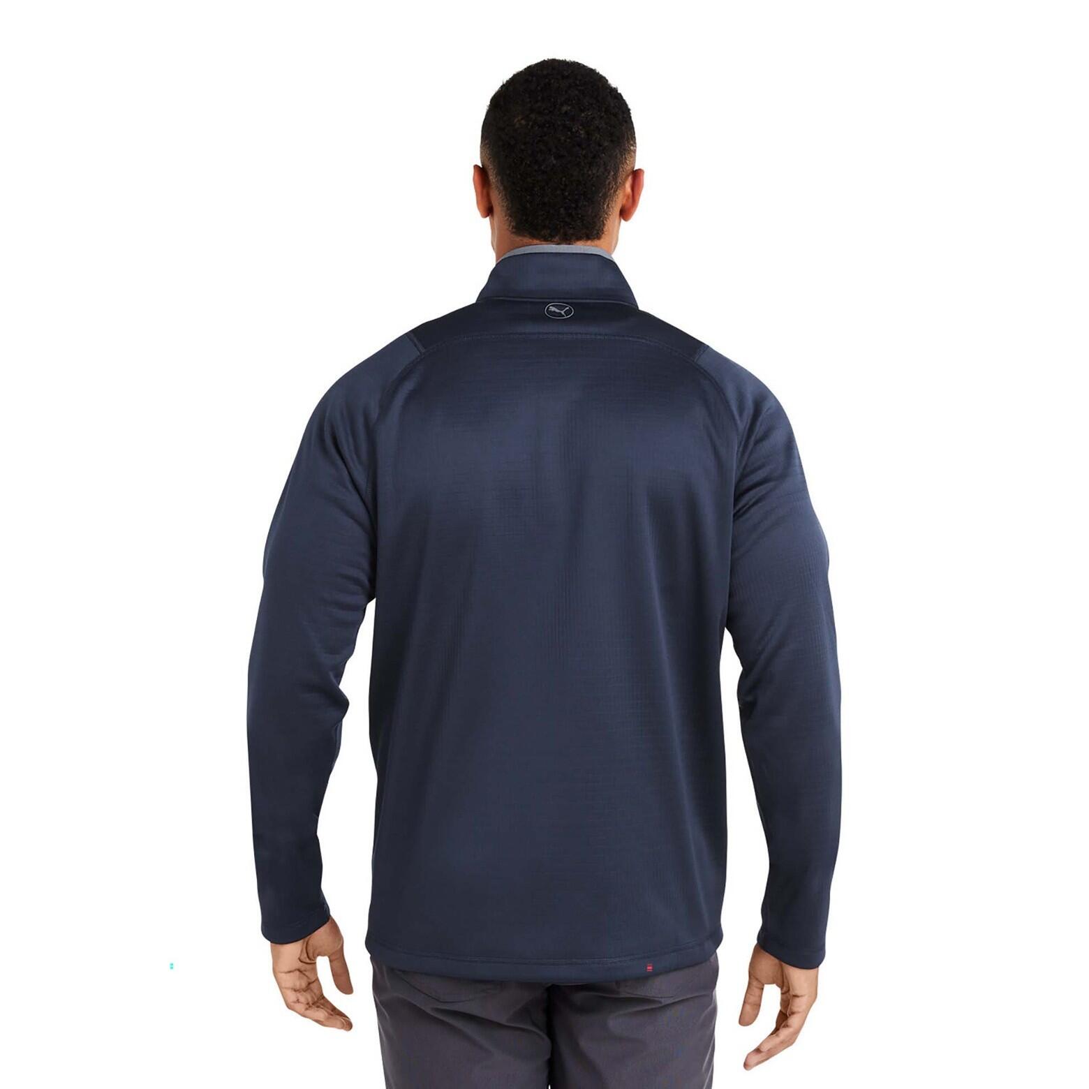 Jersey Golf Puma Waffle Fleece 1/4 Zip Hombre Azul Marino 2/4