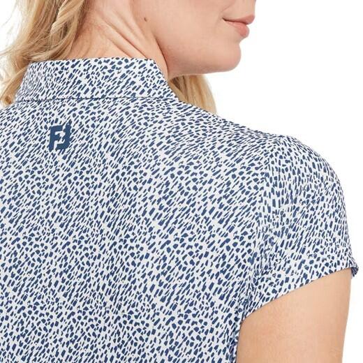 Polo Golf Footjoy Animal Print Cap Sleeve Lisle Mujer Azul 3/3