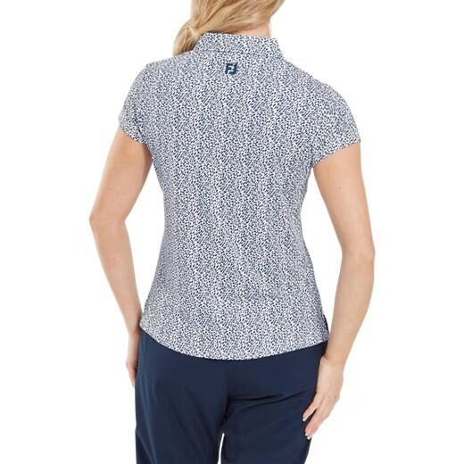 Polo Golf Footjoy Animal Print Cap Sleeve Lisle Mujer Azul 2/3