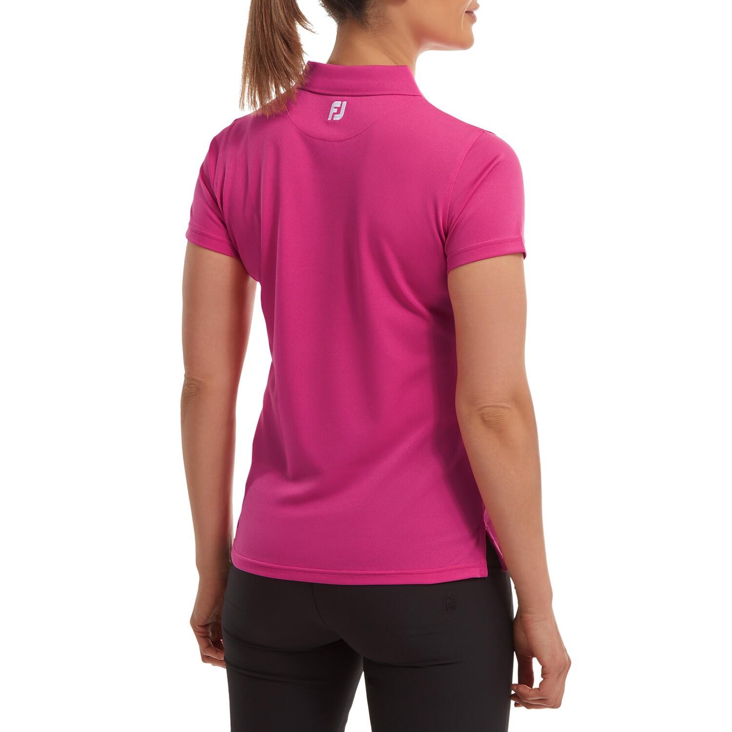 Polo da golf in piqué elasticizzato Footjoy da donna, fucsia 2/5