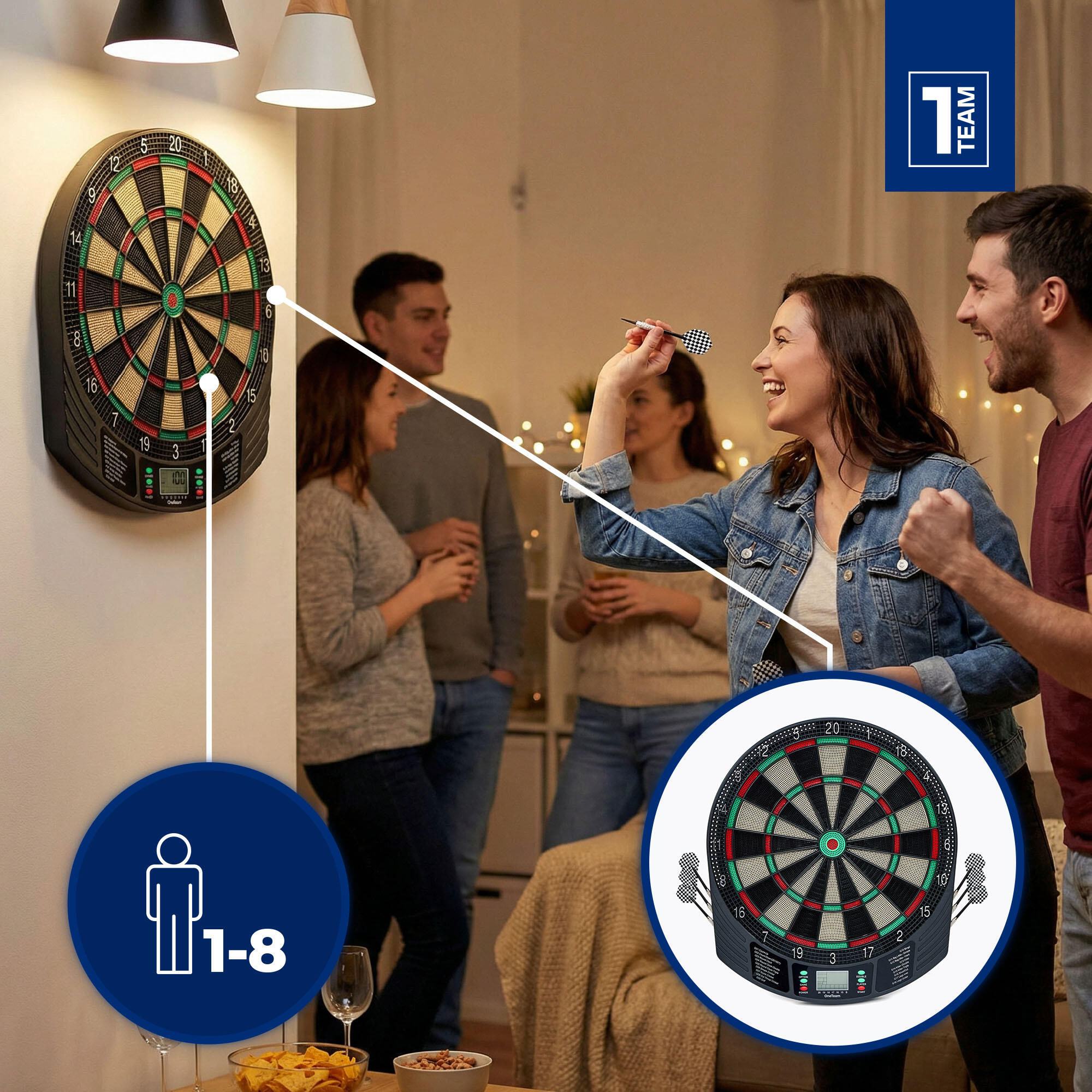 OneTeam FriendlyAim elektronische Dartscheibe 3/7