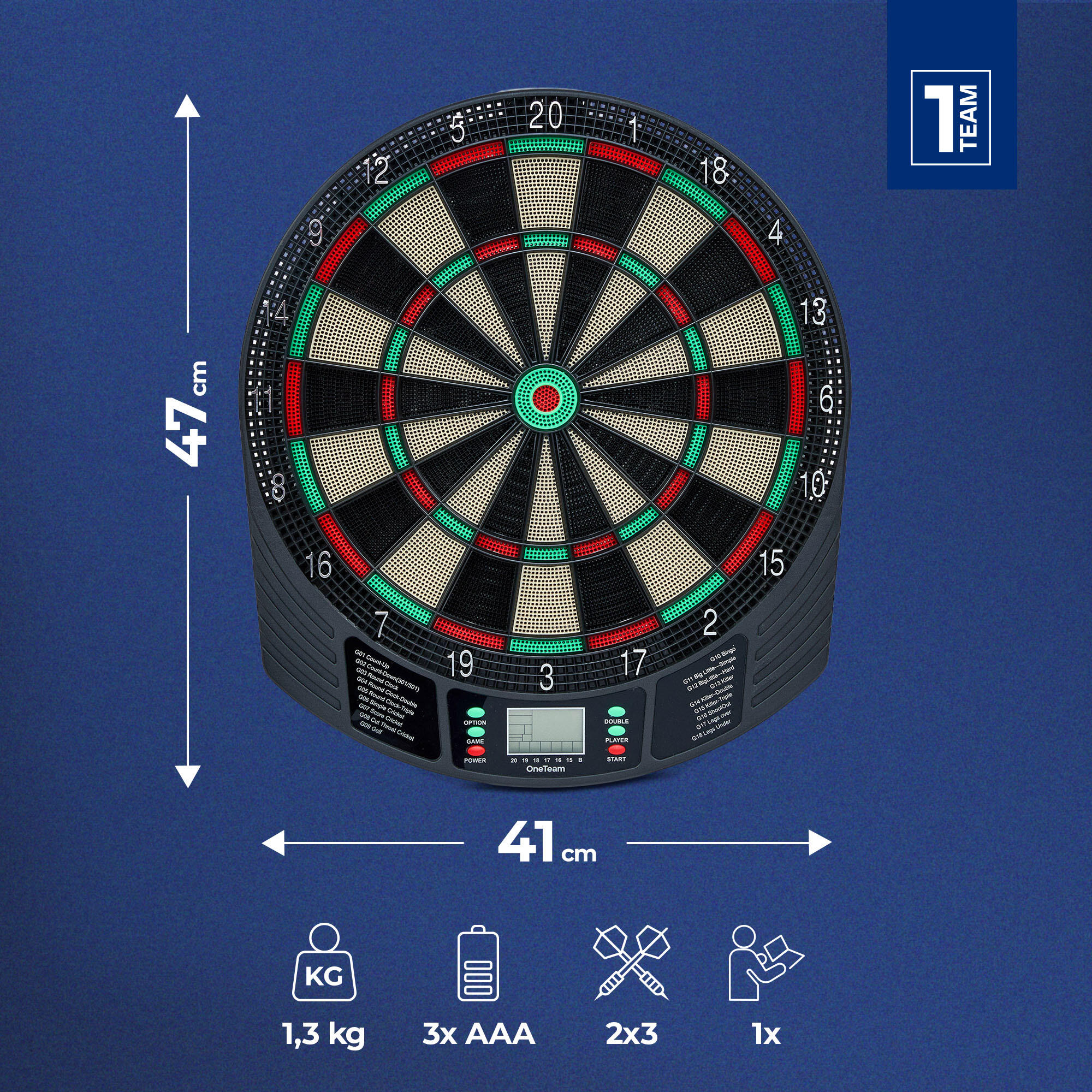 OneTeam FriendlyAim elektronische Dartscheibe 2/7