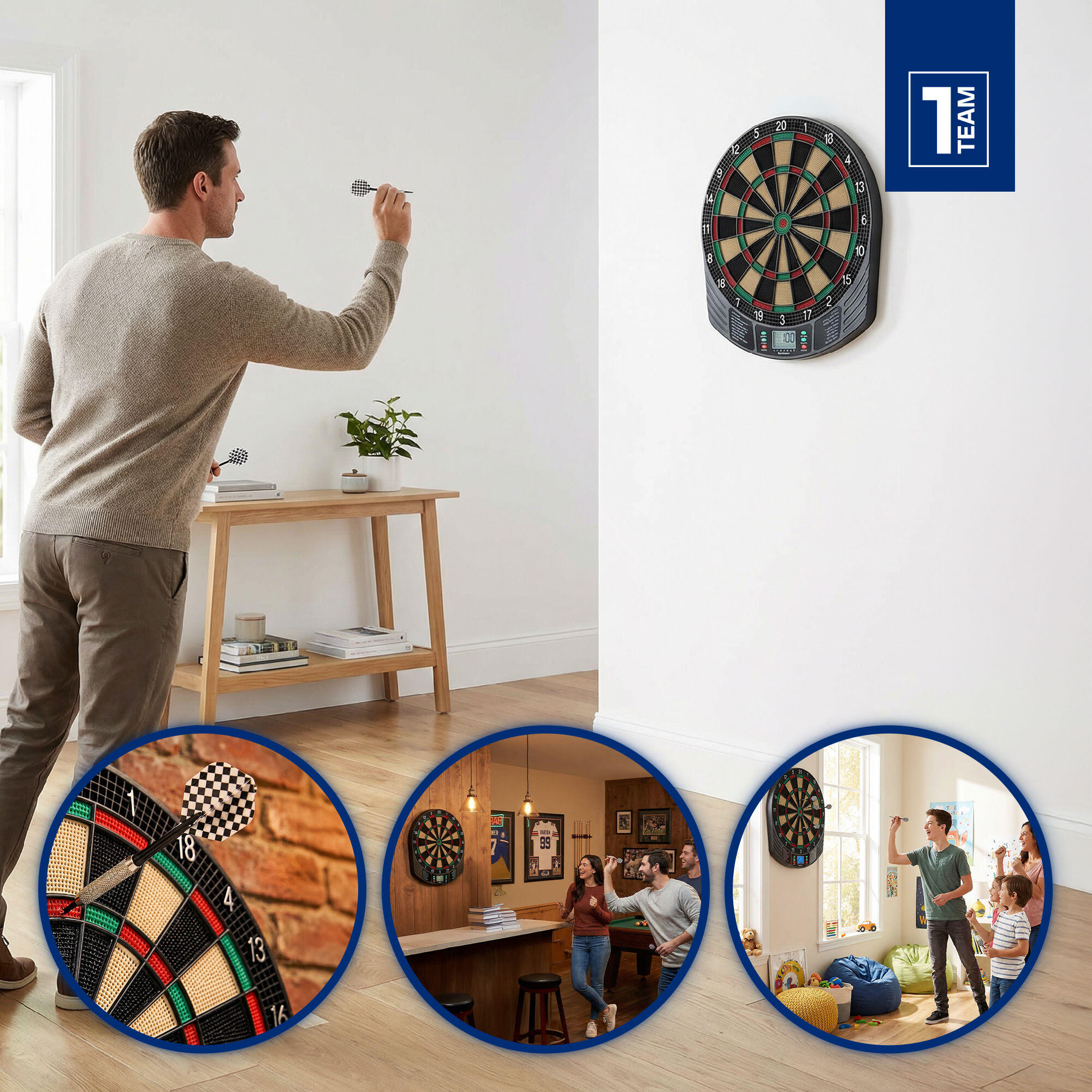 OneTeam FriendlyAim elektronische Dartscheibe 5/7