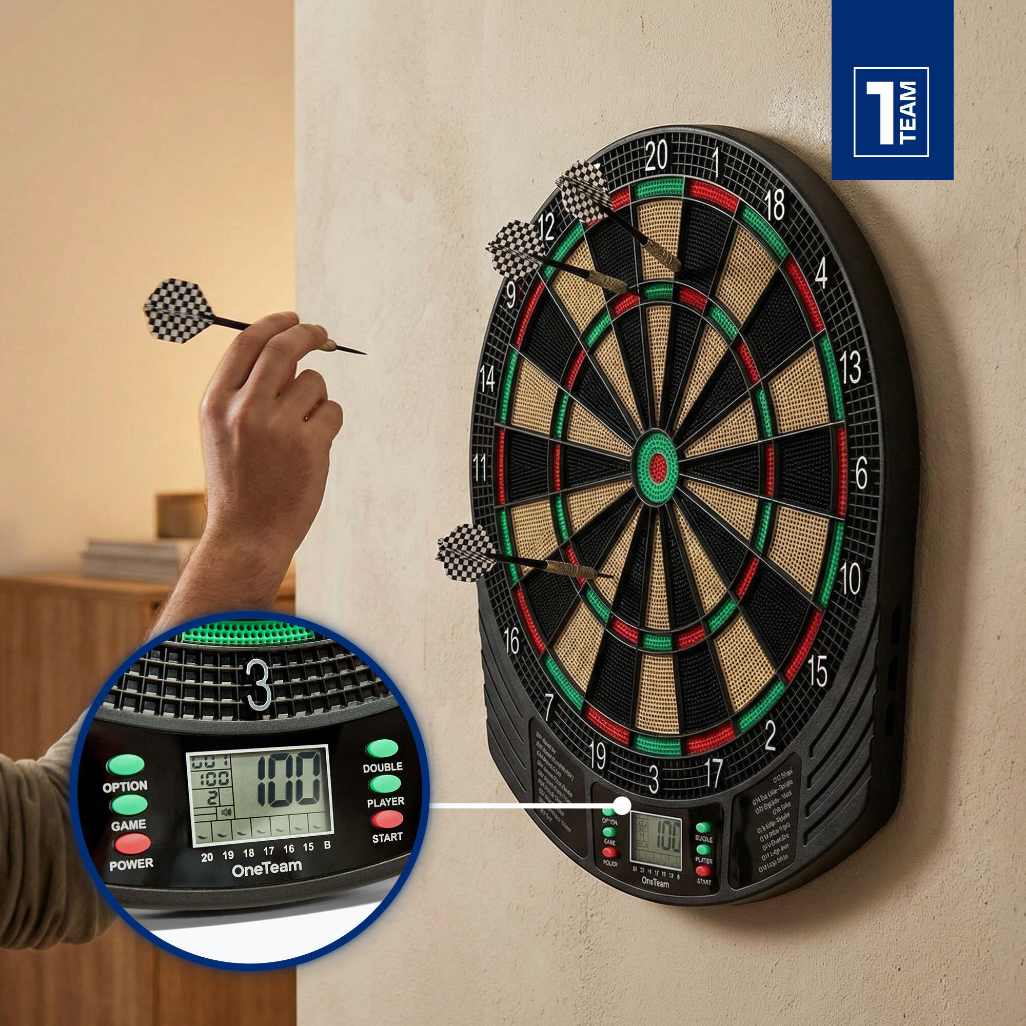 OneTeam FriendlyAim elektronische Dartscheibe 4/7