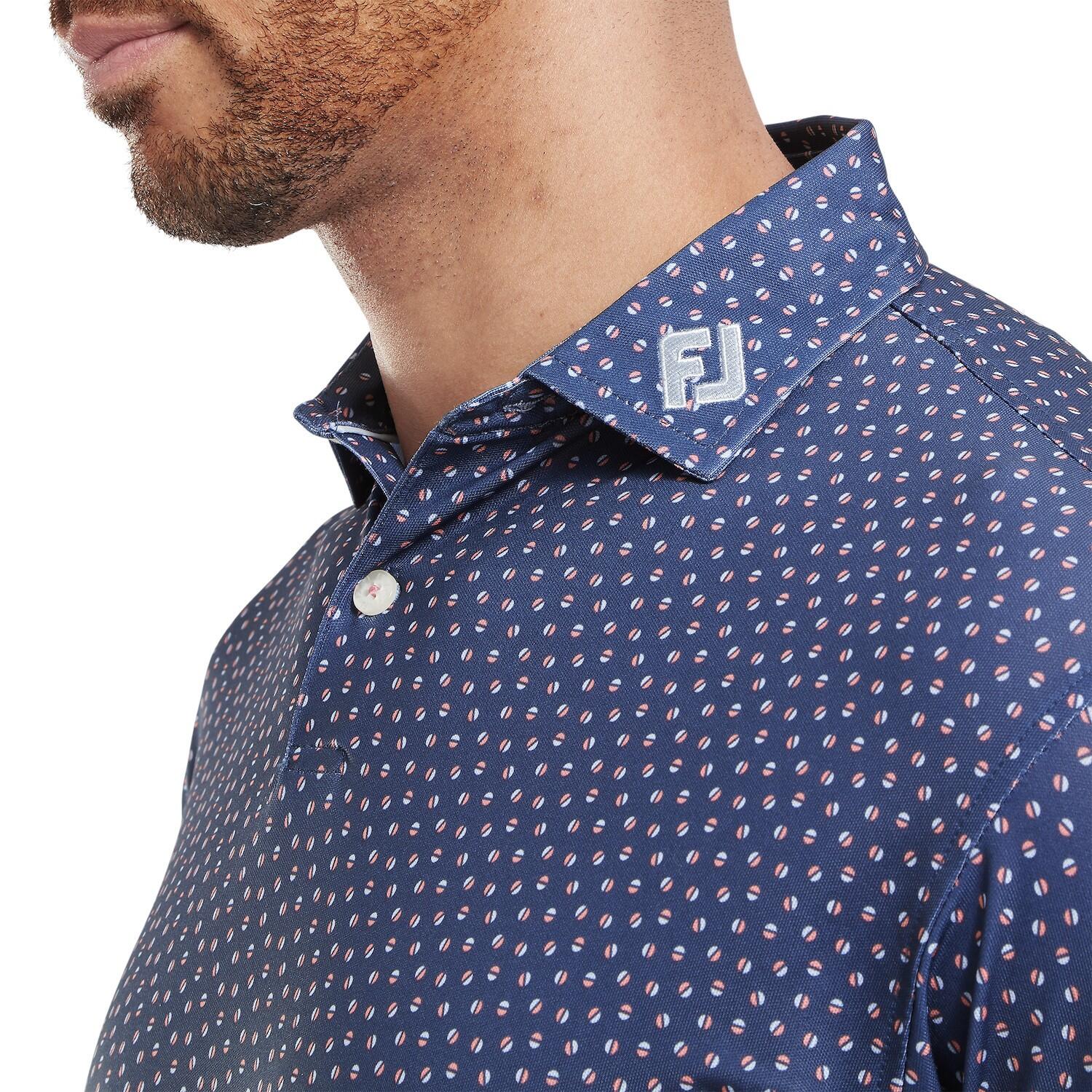 Polo da golf da uomo Footjoy Bounce Print Piqué, blu 5/5
