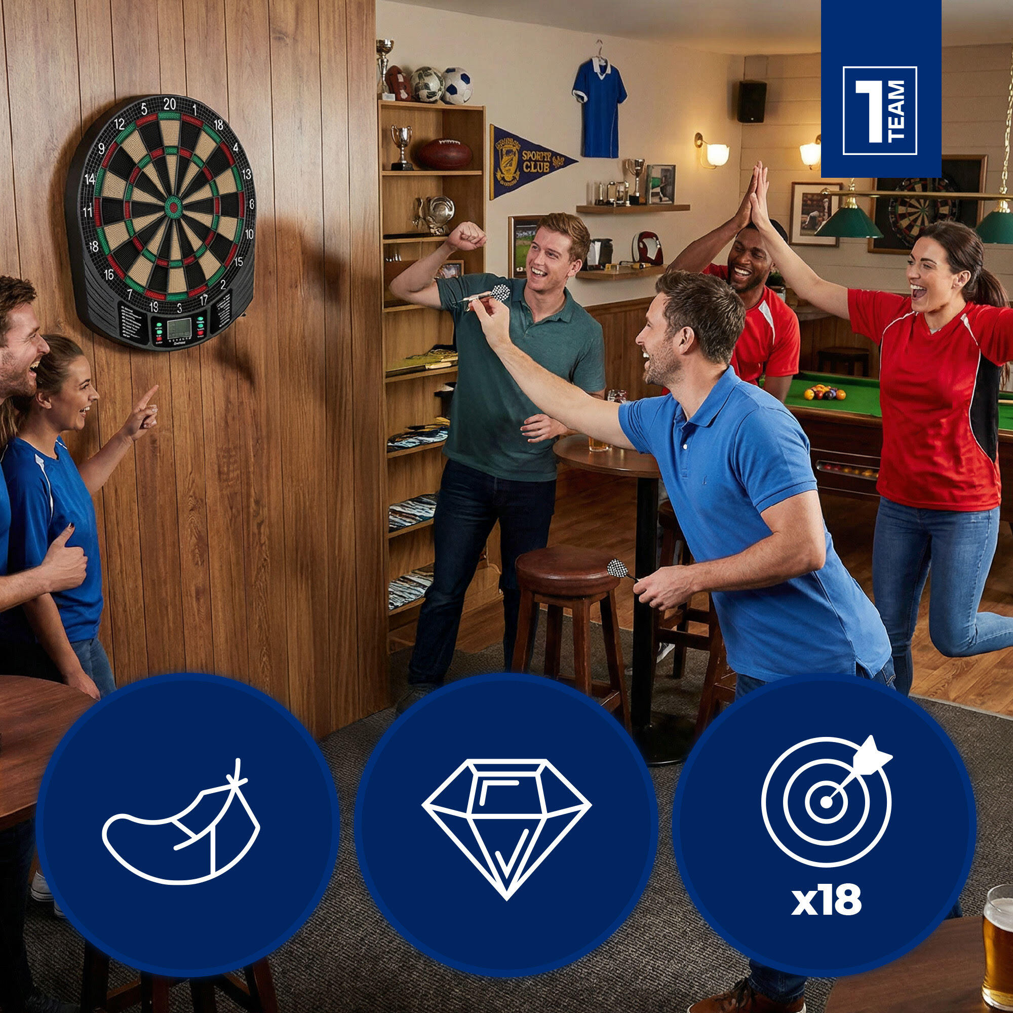 OneTeam FriendlyAim elektronische Dartscheibe 6/7