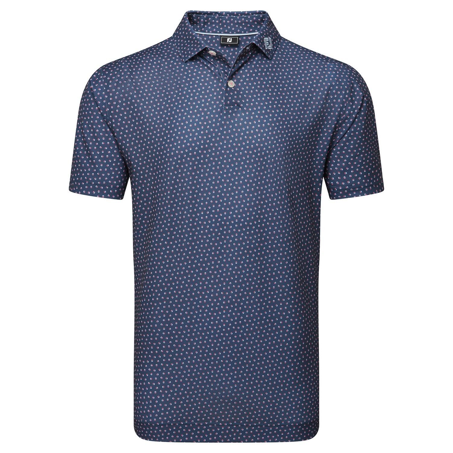 Polo da golf da uomo Footjoy Bounce Print Piqué, blu 3/5