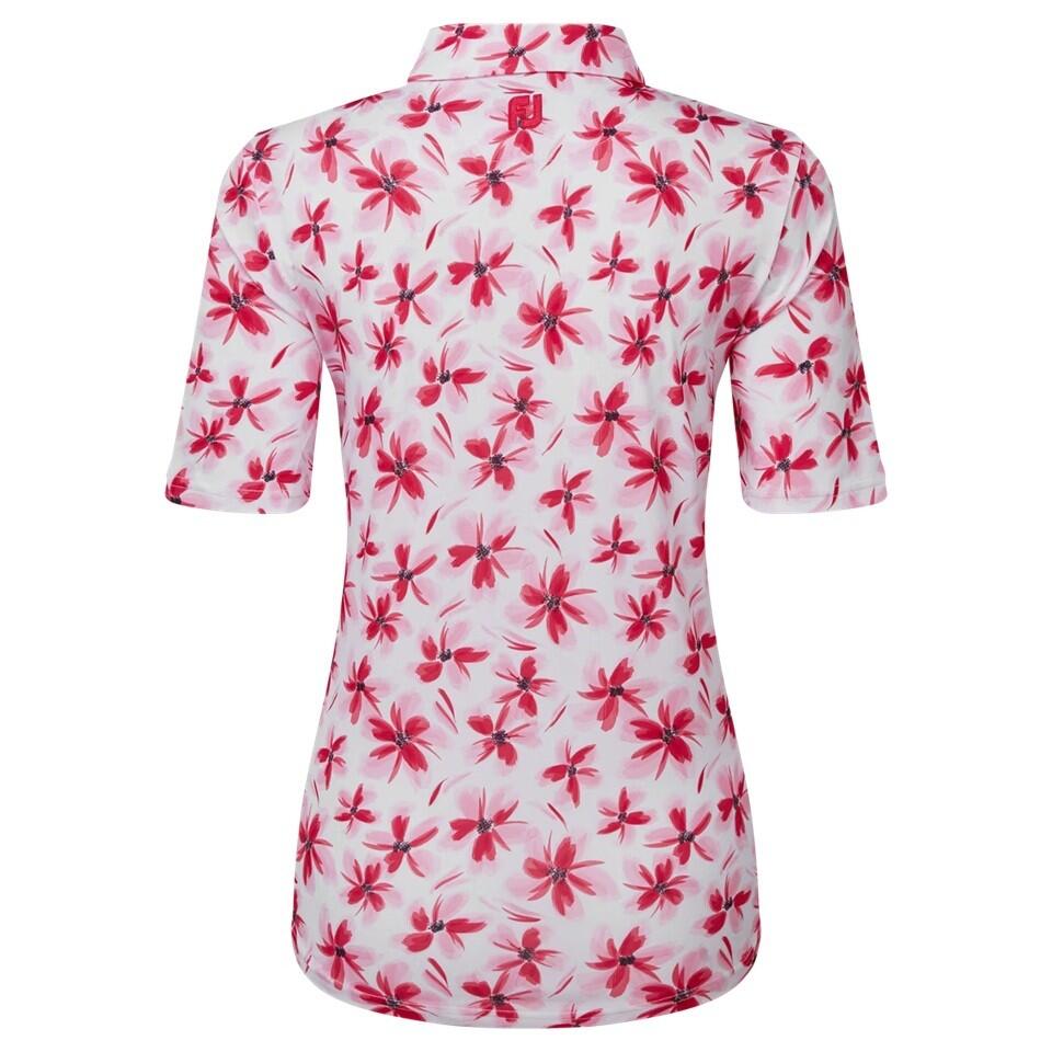 Polo de golf Footjoy Lisle à imprimé floral rose pour femme 3/3