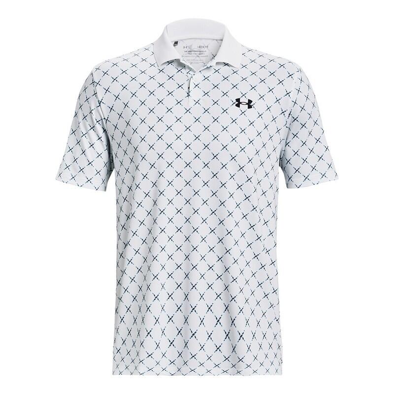Polo Golf Under Armour Printed Hombre Blanco 3/4