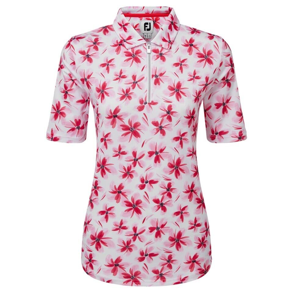 Polo de golf Footjoy Lisle à imprimé floral rose pour femme 2/3