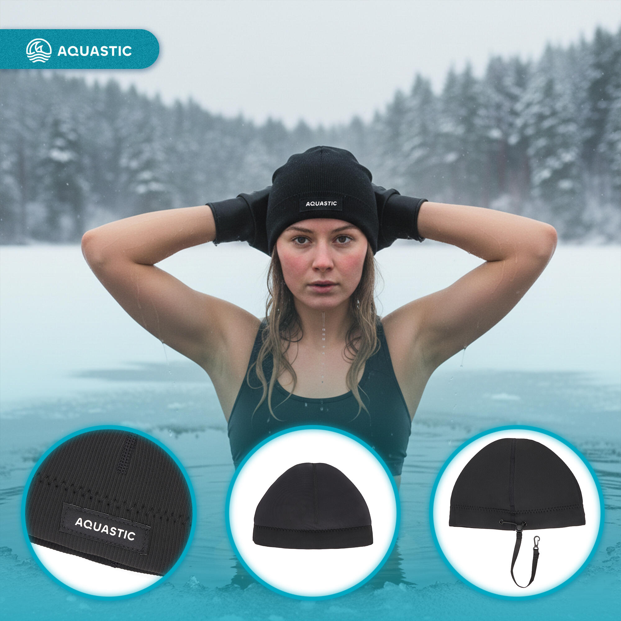 AQUASTIC Wintstick Beanie Gorro de neopreno de 3 mm 3/7