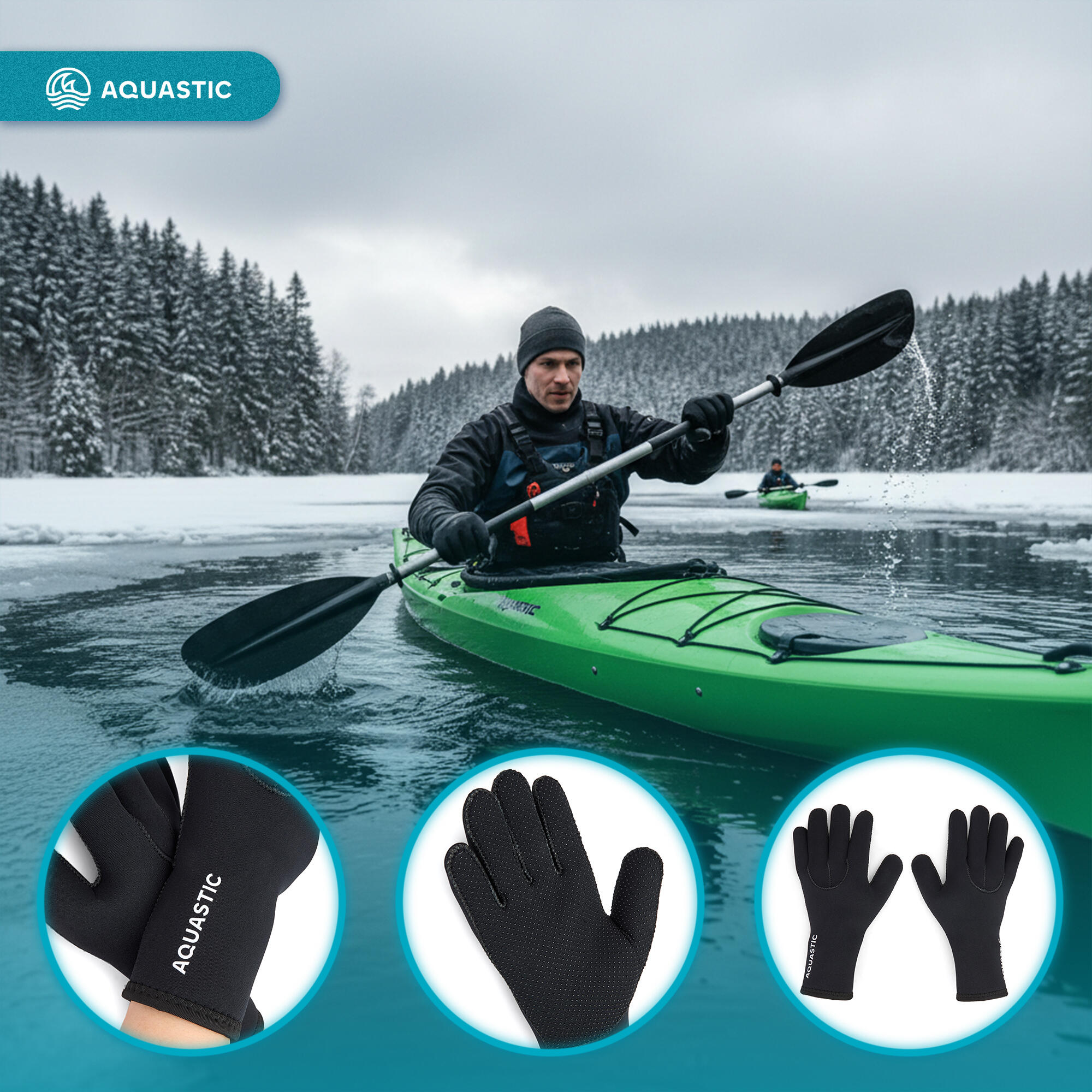 Rękawice neoprenowe AQUASTIC Wintstick Gloves 3/7