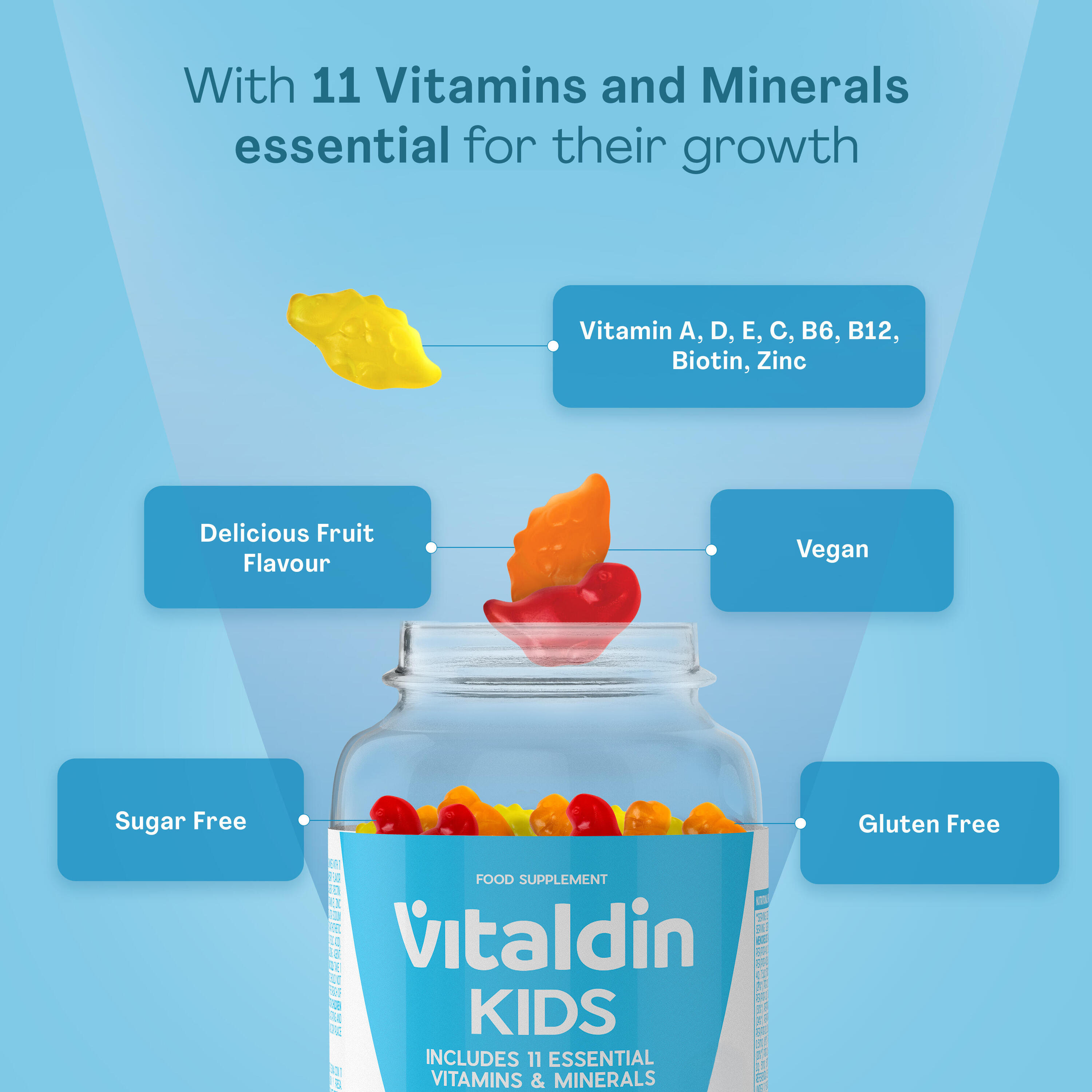 Vitaldin Pack Multivitaminas Gominolas Adulto/Niño Sabor Frutas y Naranja 7/7