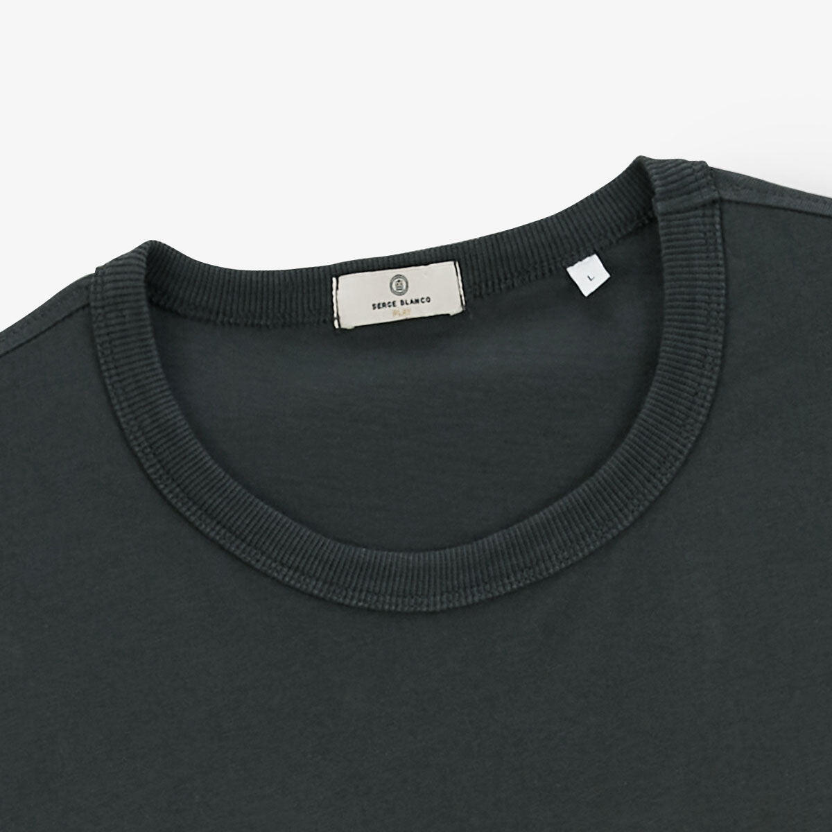T-shirt girocollo in jersey di cotone grigio antracite con stampa sul retro 4/7