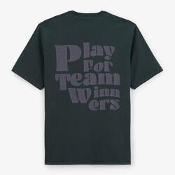 T-shirt col rond en jersey de coton gris carbone imprimé dos