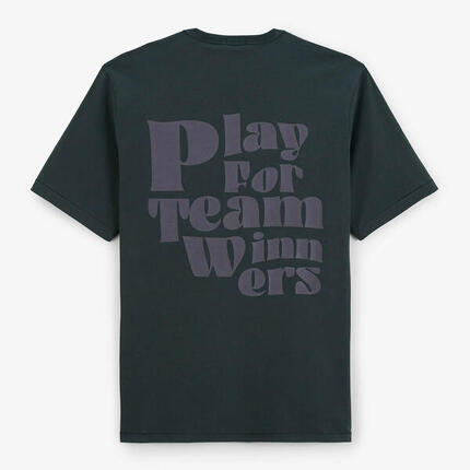 T-shirt col rond en jersey de coton gris carbone imprimé dos