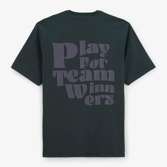 T-shirt col rond en jersey de coton gris carbone imprimé dos