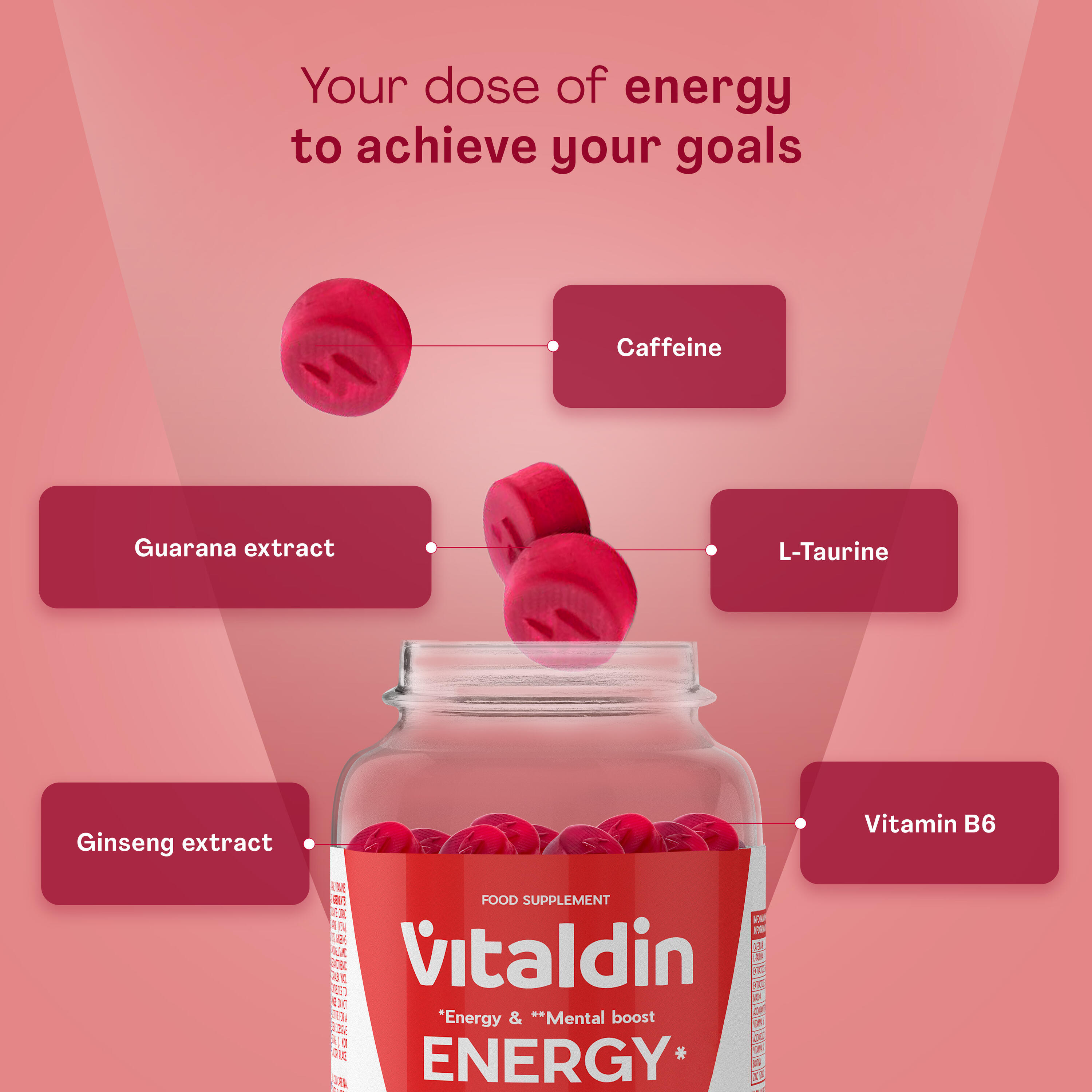 Vitaldin Multivitamine & Energie Gummies Volwassenen Fruit Smaak Pack 5/5