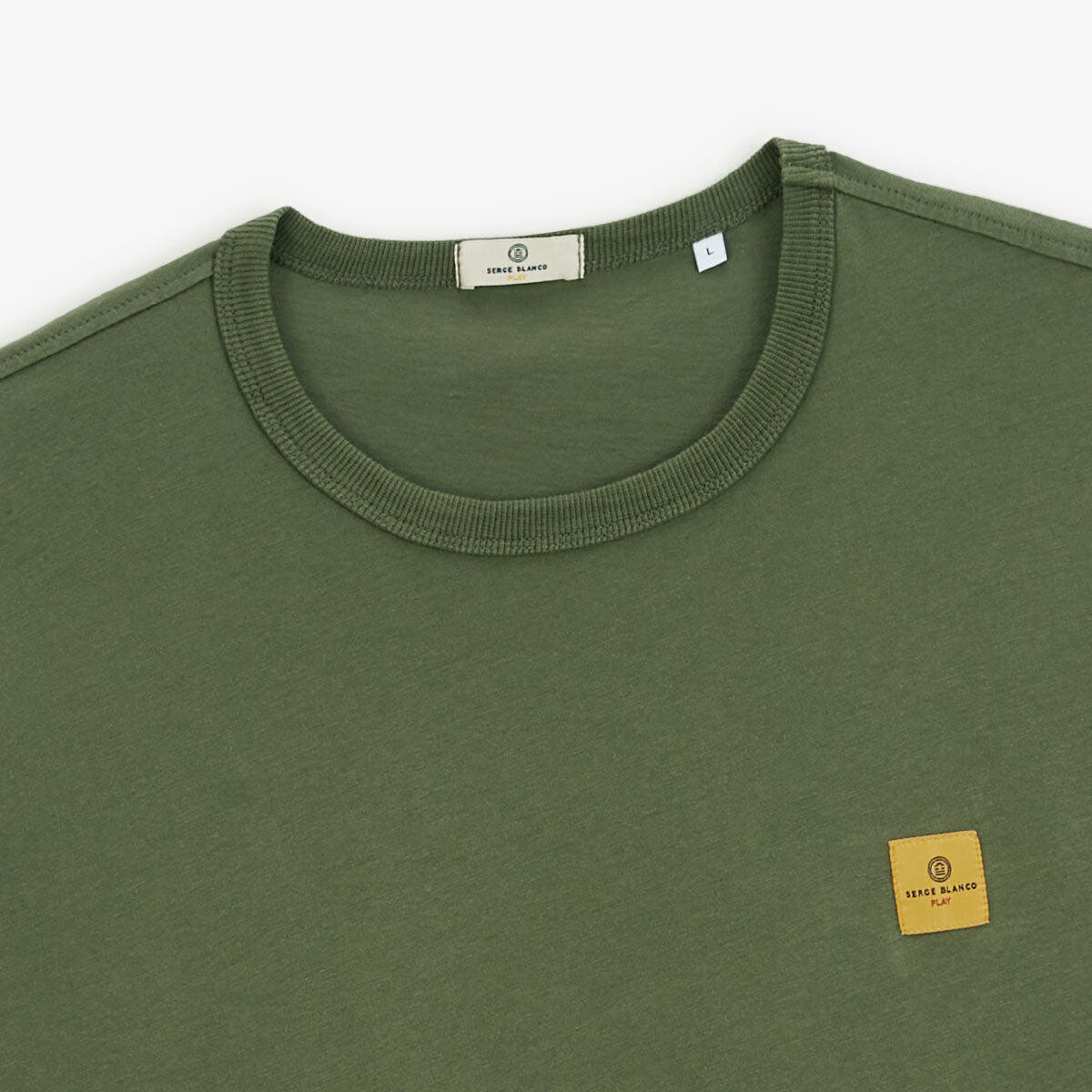 T-shirt girocollo verde militare in cotone con stampa polpo sul retro 4/7