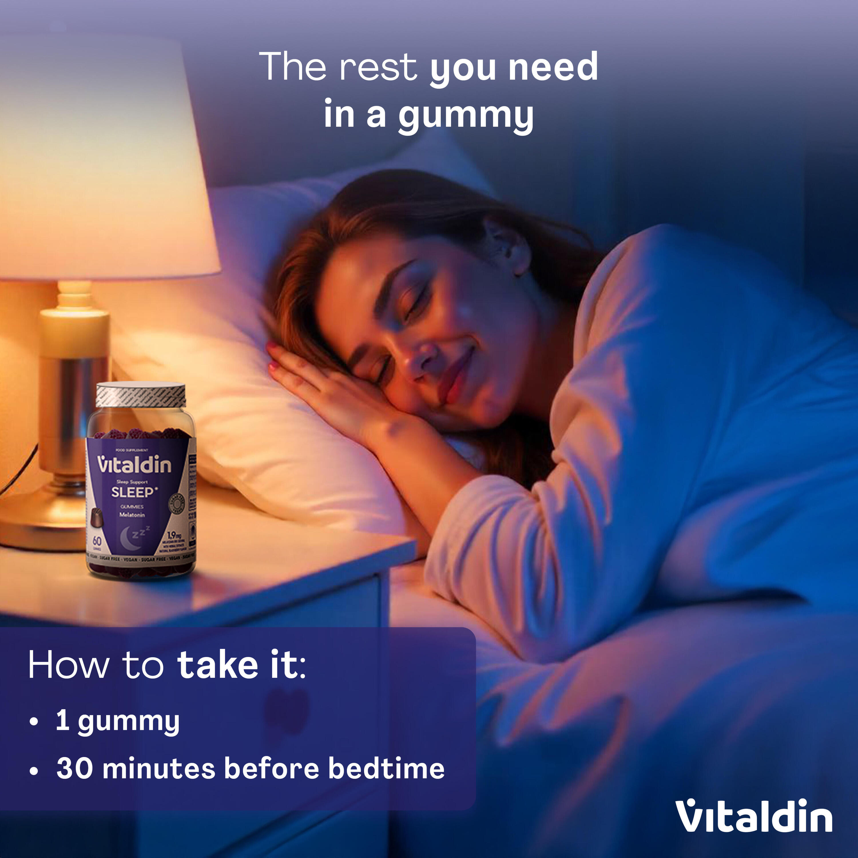Vitaldin Sleep Gummies Mélatonine, Passiflore, Mélisse Goût Mûre 5/5
