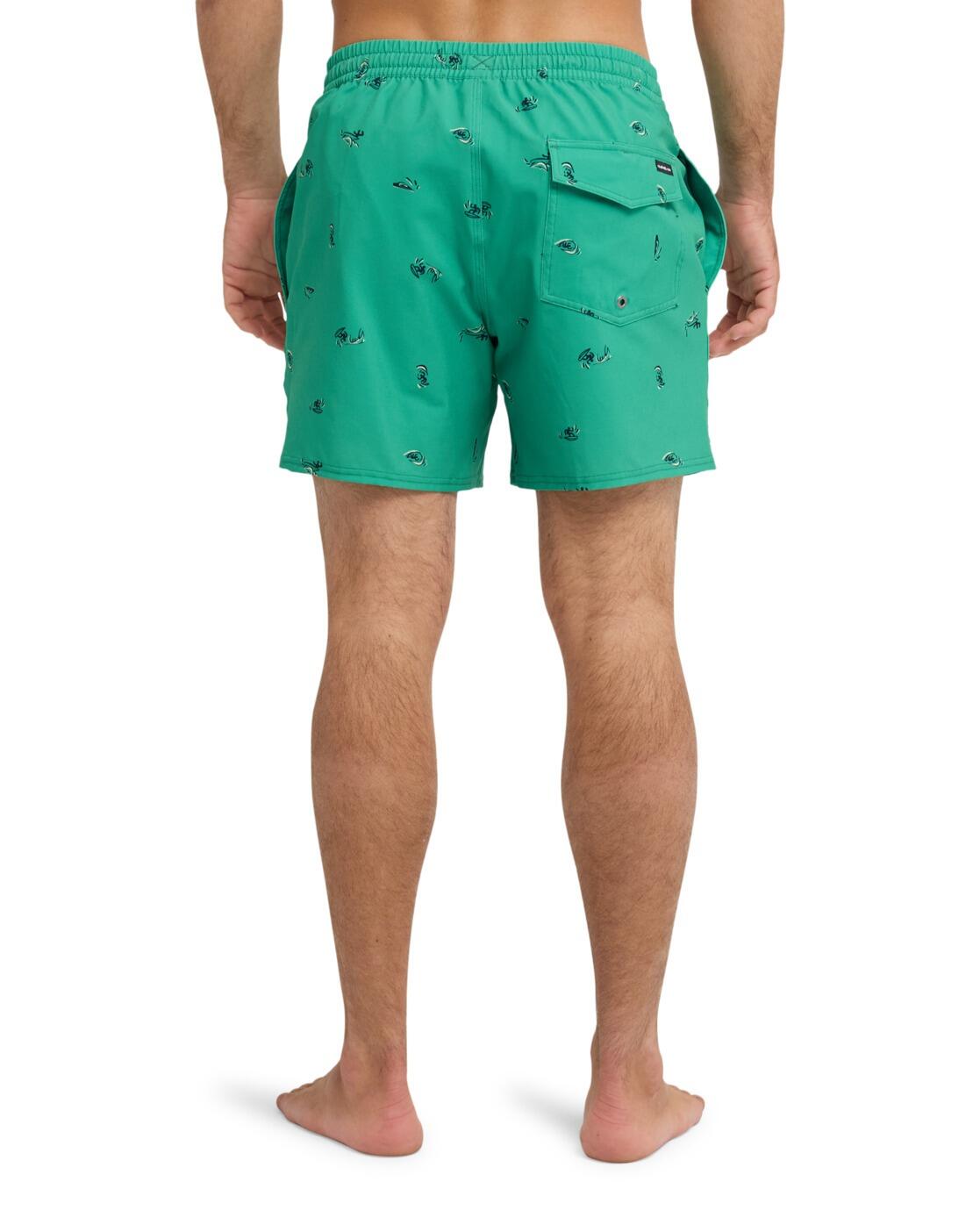 Schwimmshorts STRETCH PRINTED VOLLEY 16" Grün Herren 3/4