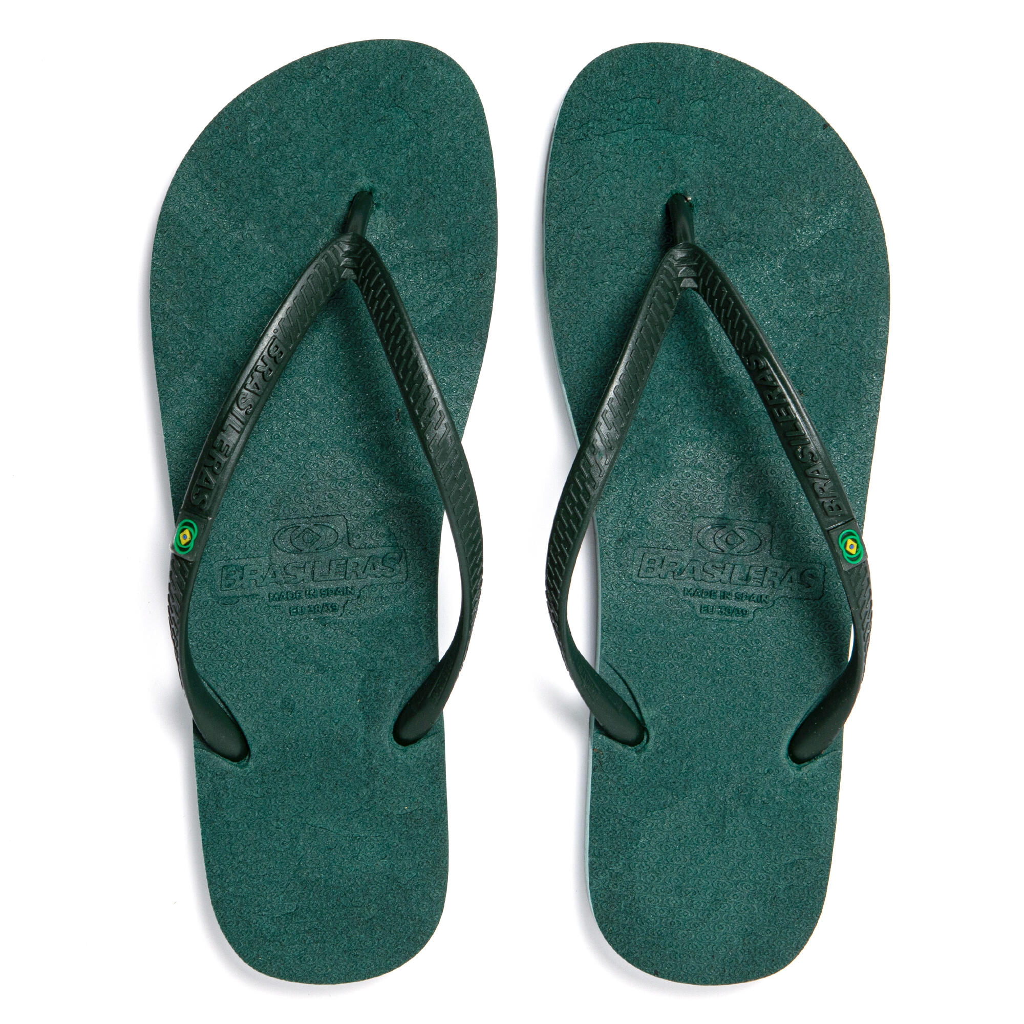 Chanclas playa mujer BRASILERAS Verde suela goma reciclada 6/7