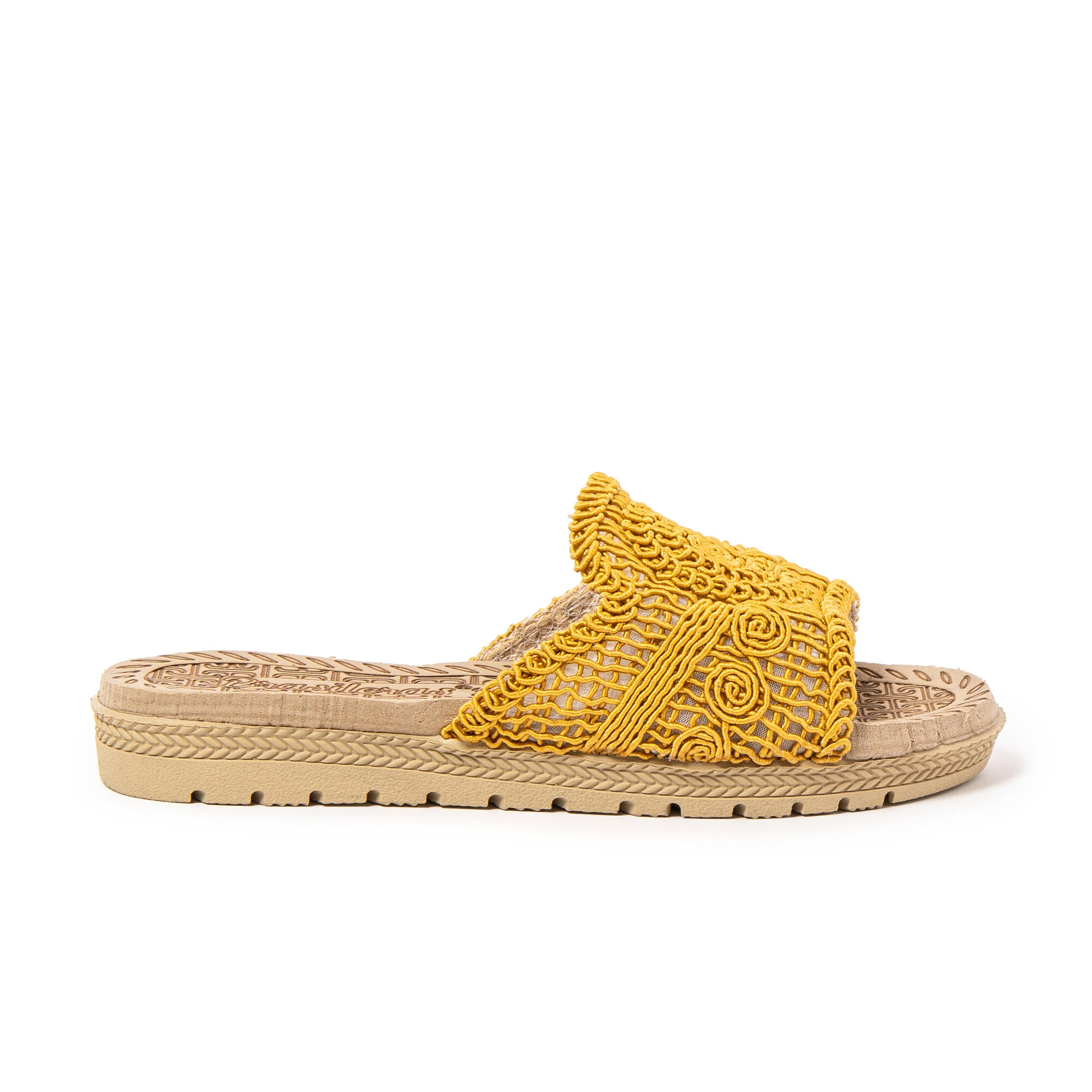 Sandales de plage femme BRASILERAS moutarde avec semelle gomme 3/7