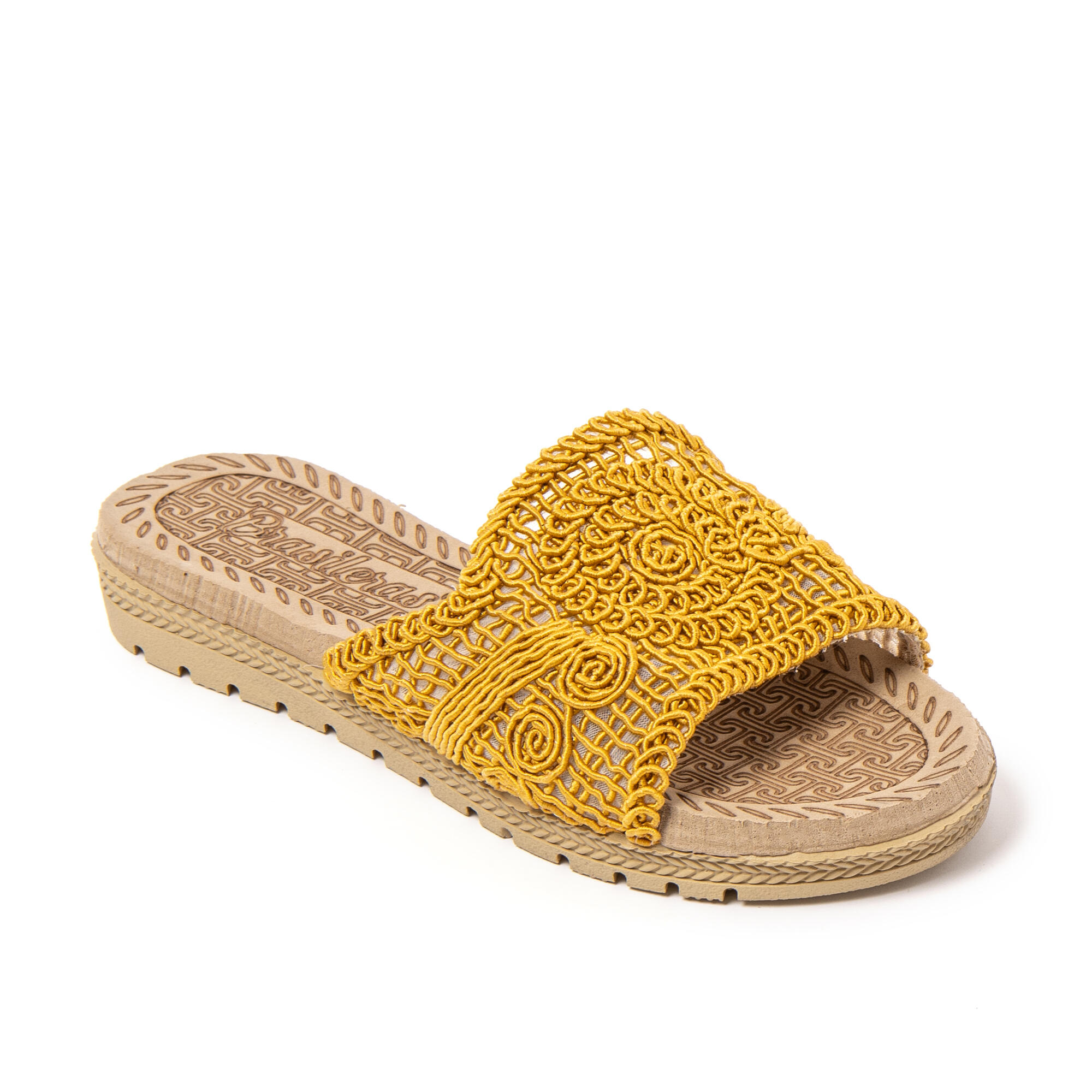 Sandales de plage femme BRASILERAS moutarde avec semelle gomme 2/7