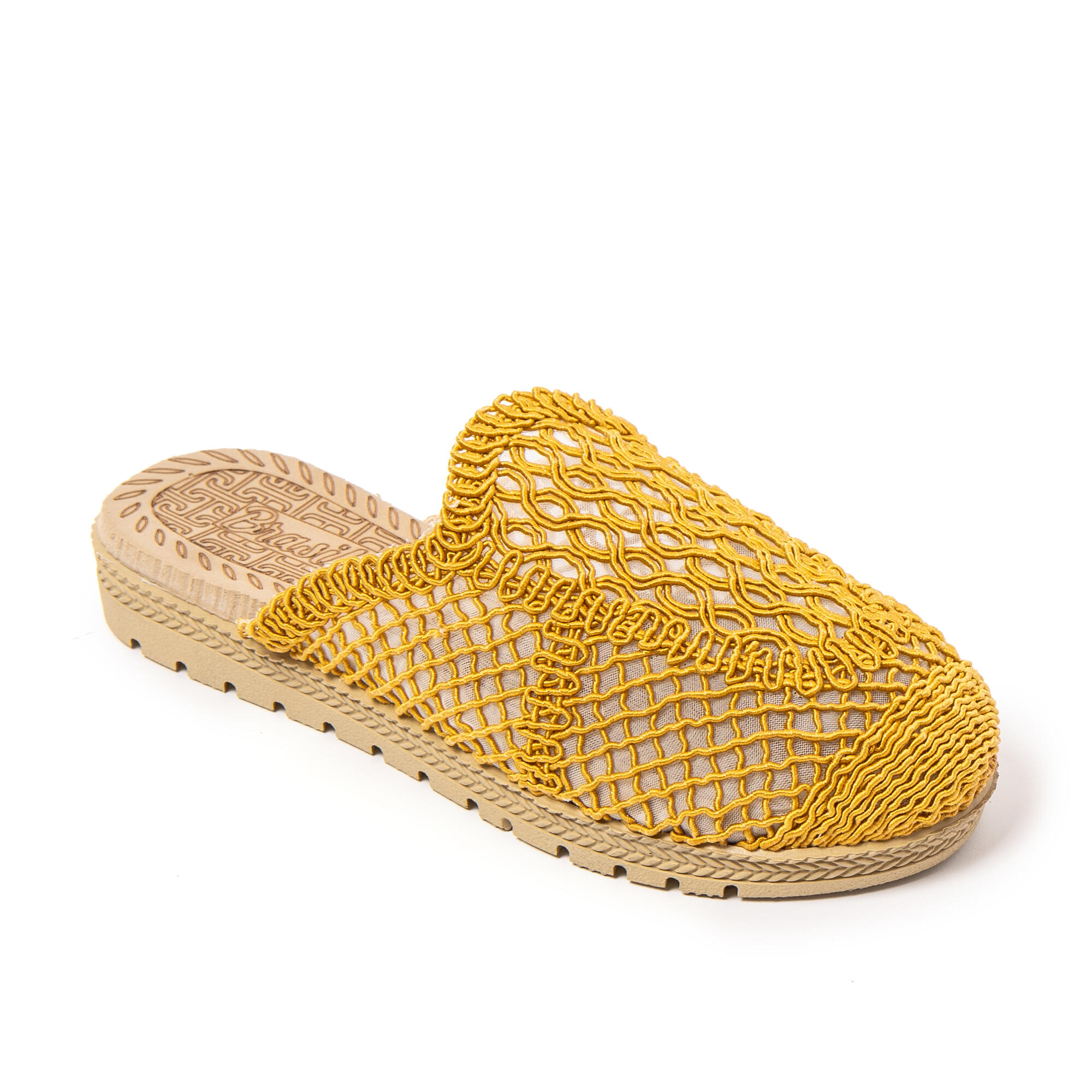 Sandales de plage femme BRASILERAS moutarde avec semelle gomme 2/7