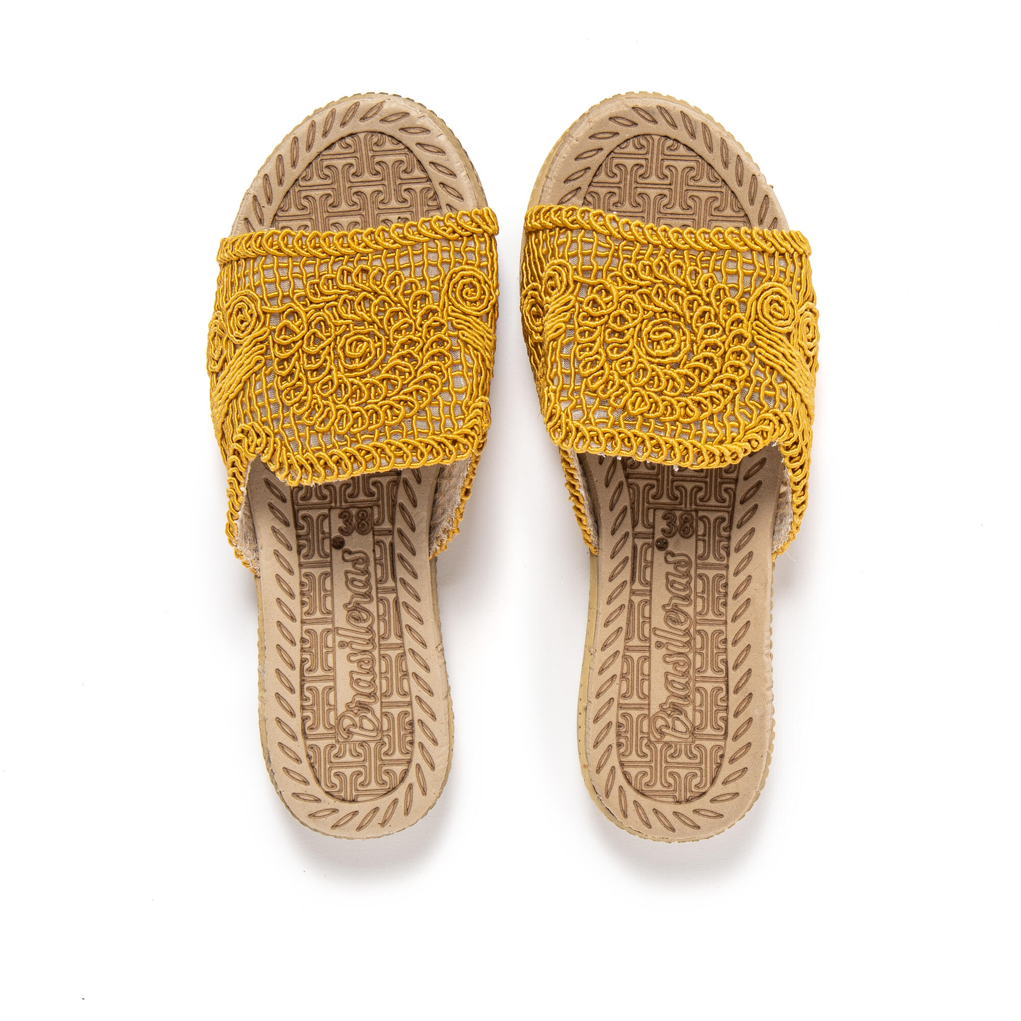 Sandales de plage femme BRASILERAS moutarde avec semelle gomme 6/7