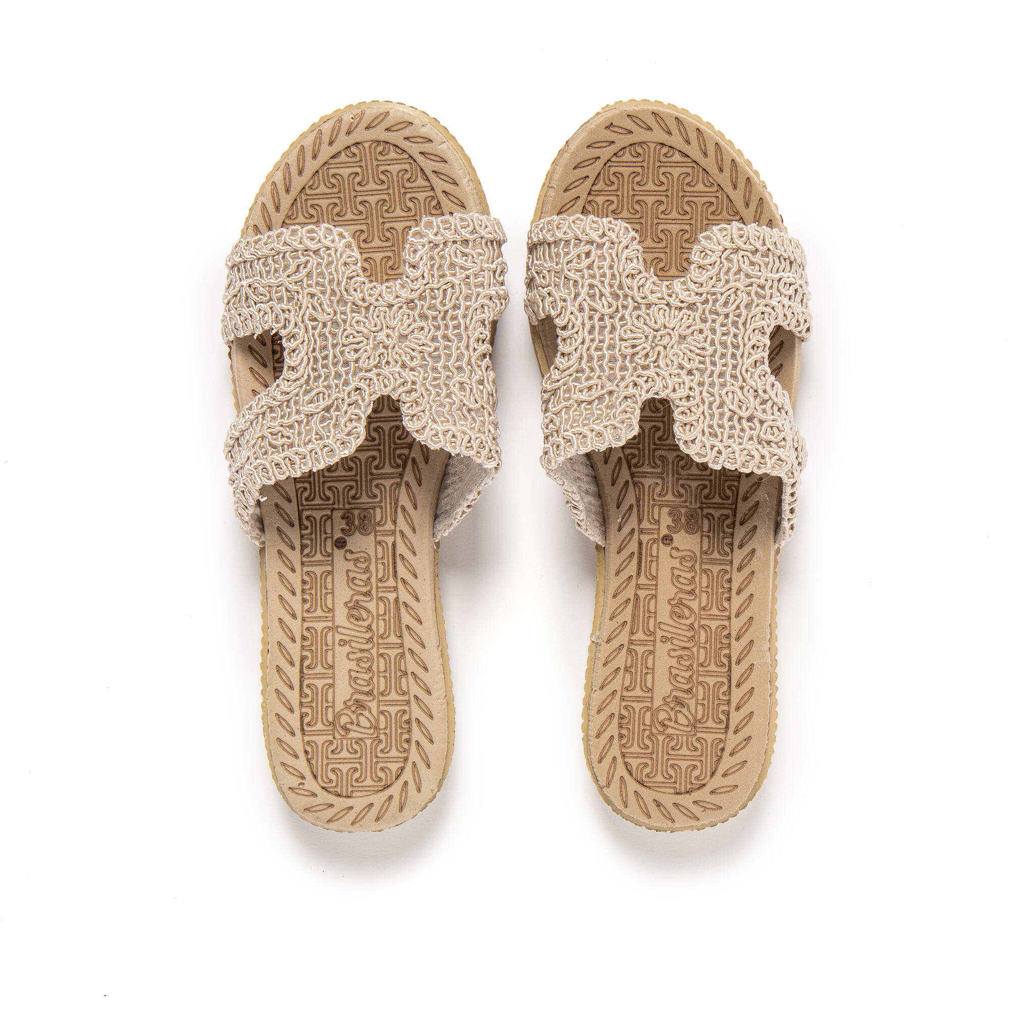 Sandali da spiaggia donna BRASILERAS beige con suola gomma 6/7