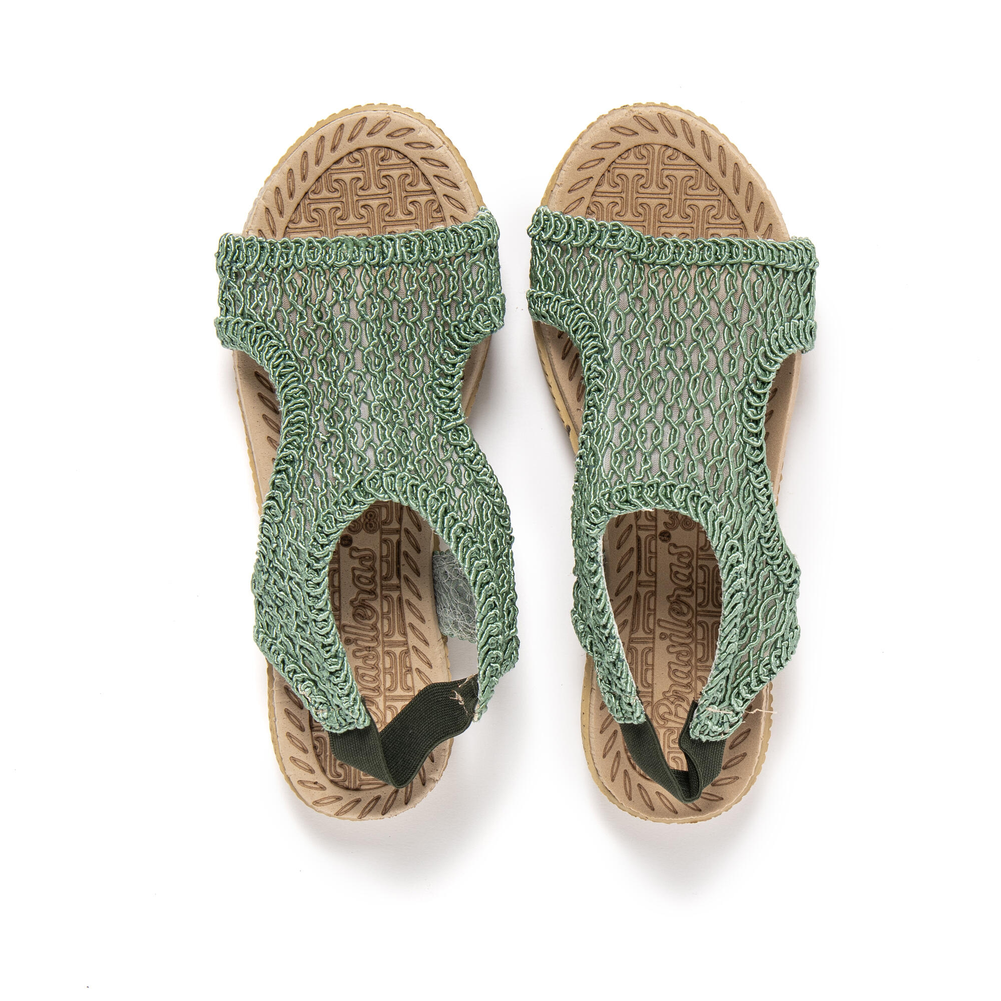 Sandales de plage femme BRASILERAS vertes avec semelle gomme 6/7