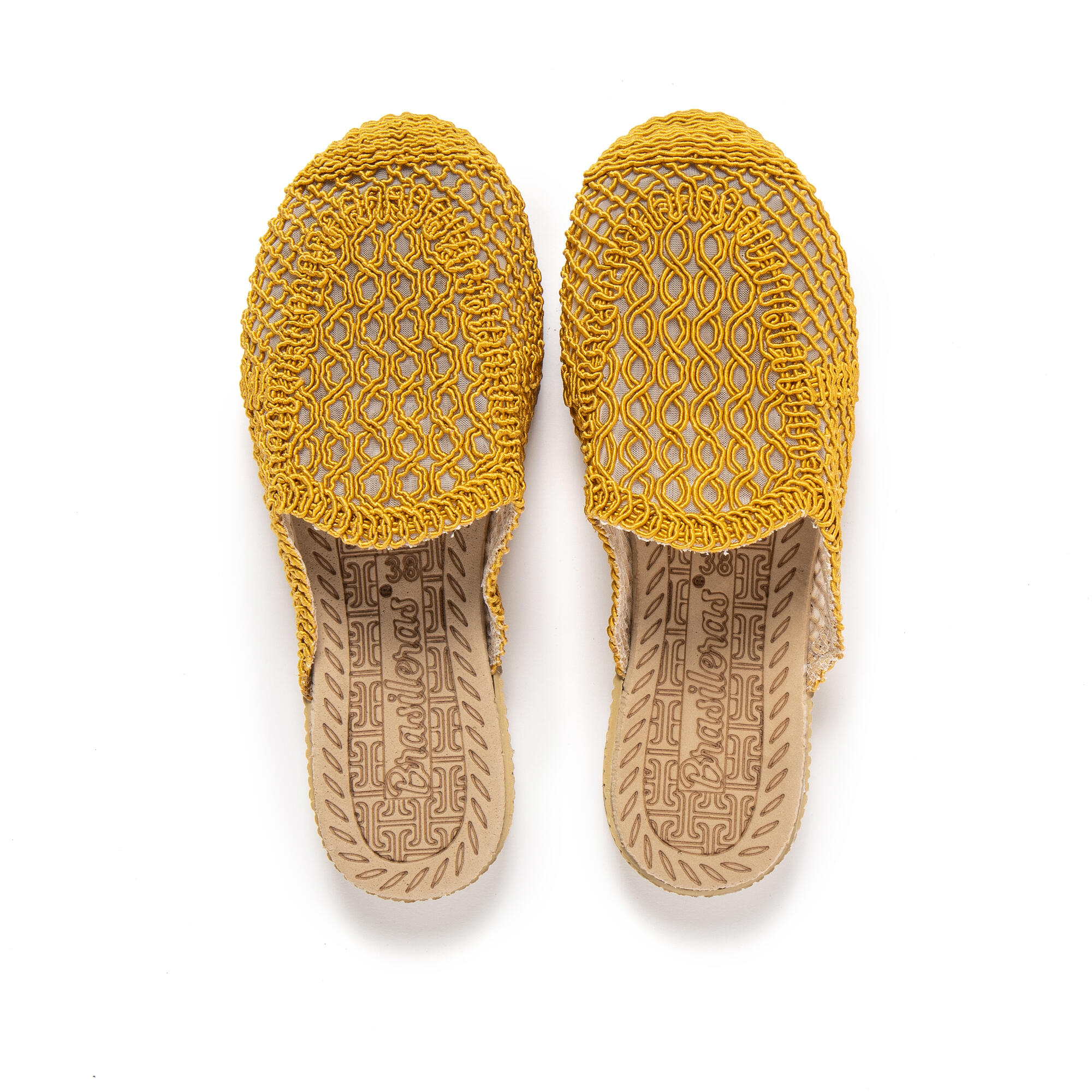 Sandales de plage femme BRASILERAS moutarde avec semelle gomme 6/7