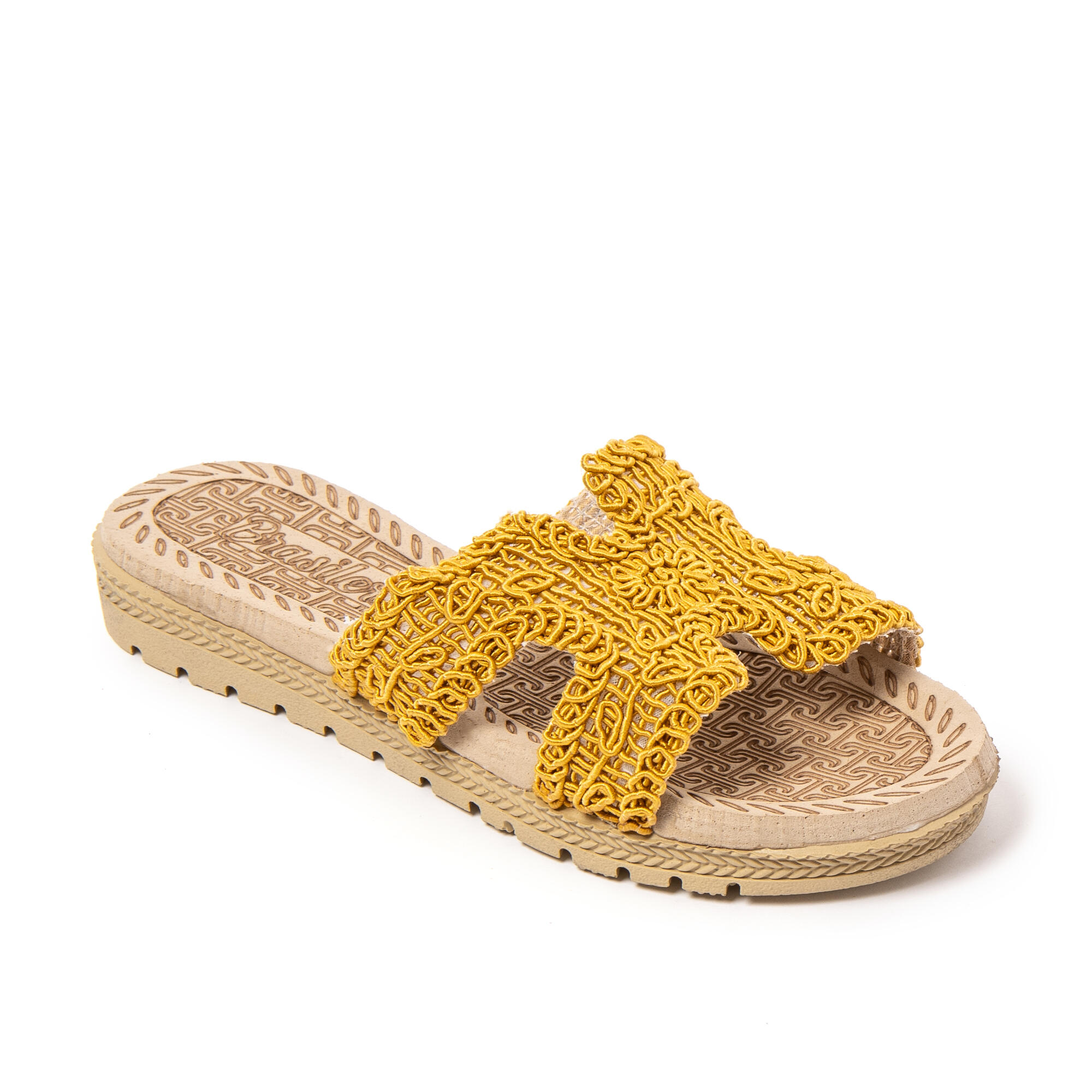 Sandales de plage femme BRASILERAS moutarde avec semelle gomme 2/7