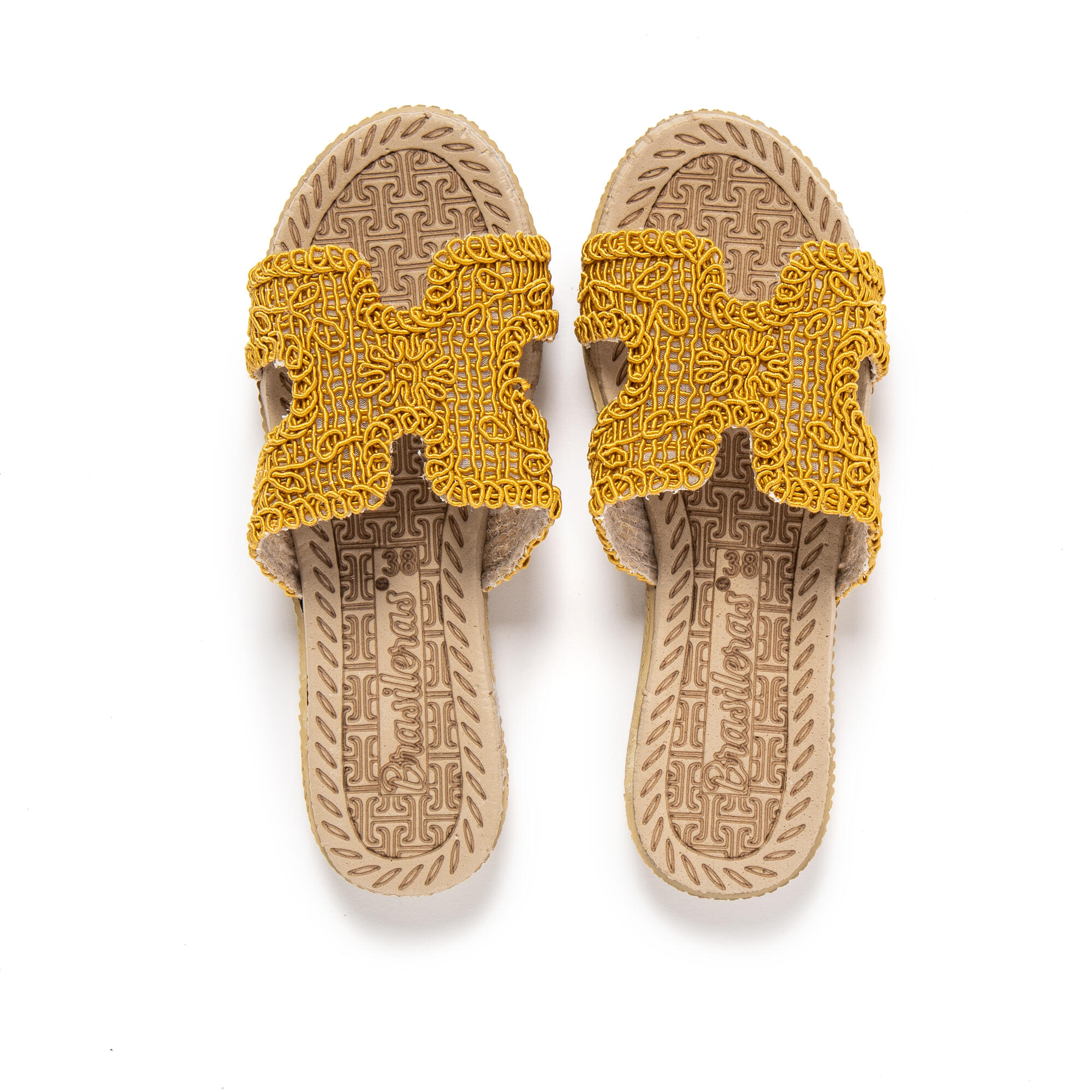 Sandales de plage femme BRASILERAS moutarde avec semelle gomme 6/7