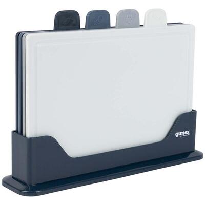 Gimex - snijplankenset - 4 snijplanken - inclusief houder - anti-slip