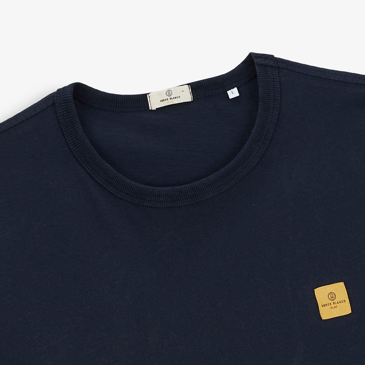 T-shirt girocollo in jersey di cotone con stampa blu navy sul retro 4/6